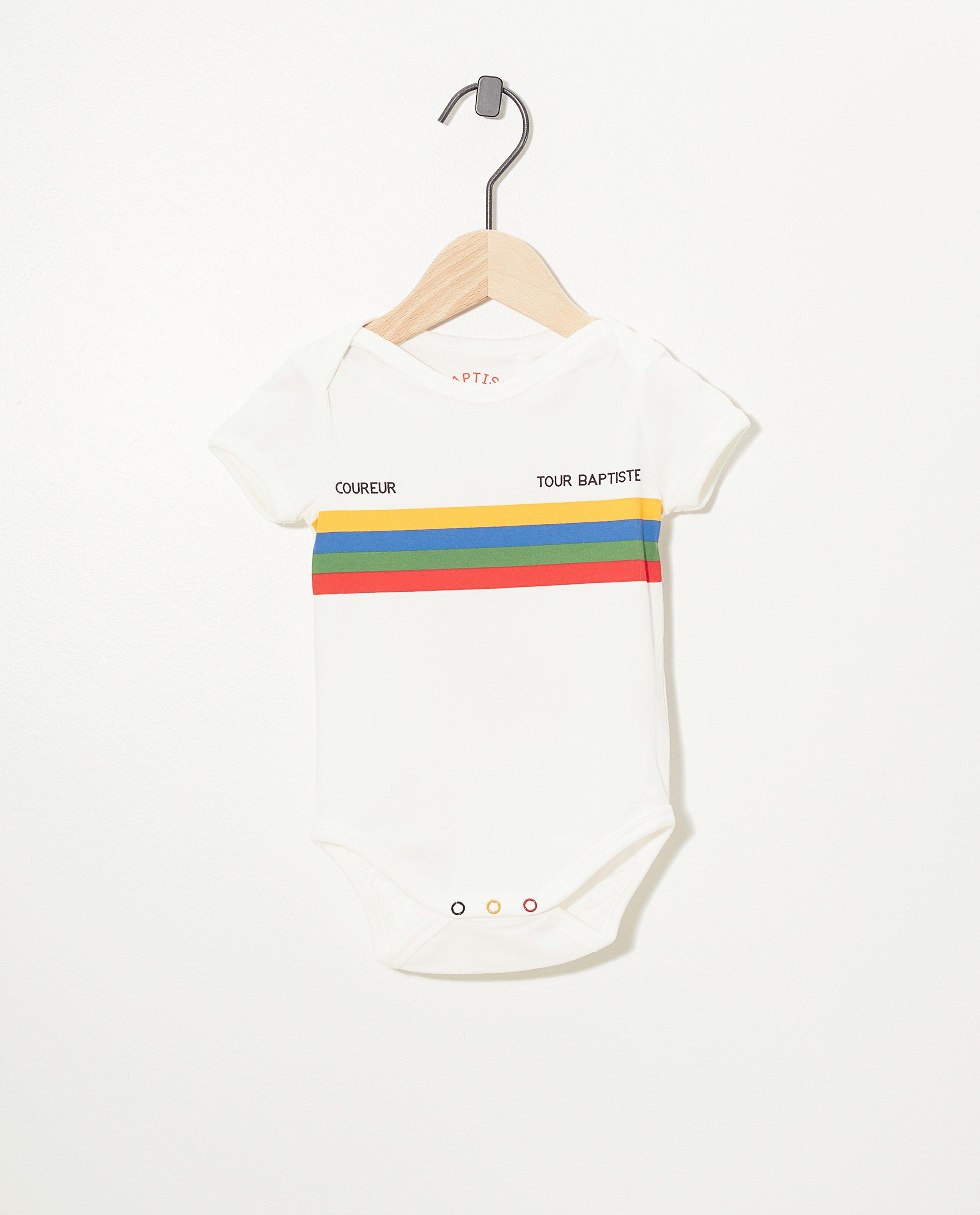 Grenouillère blanche « Coureur » Baptiste - rayures - Baptiste