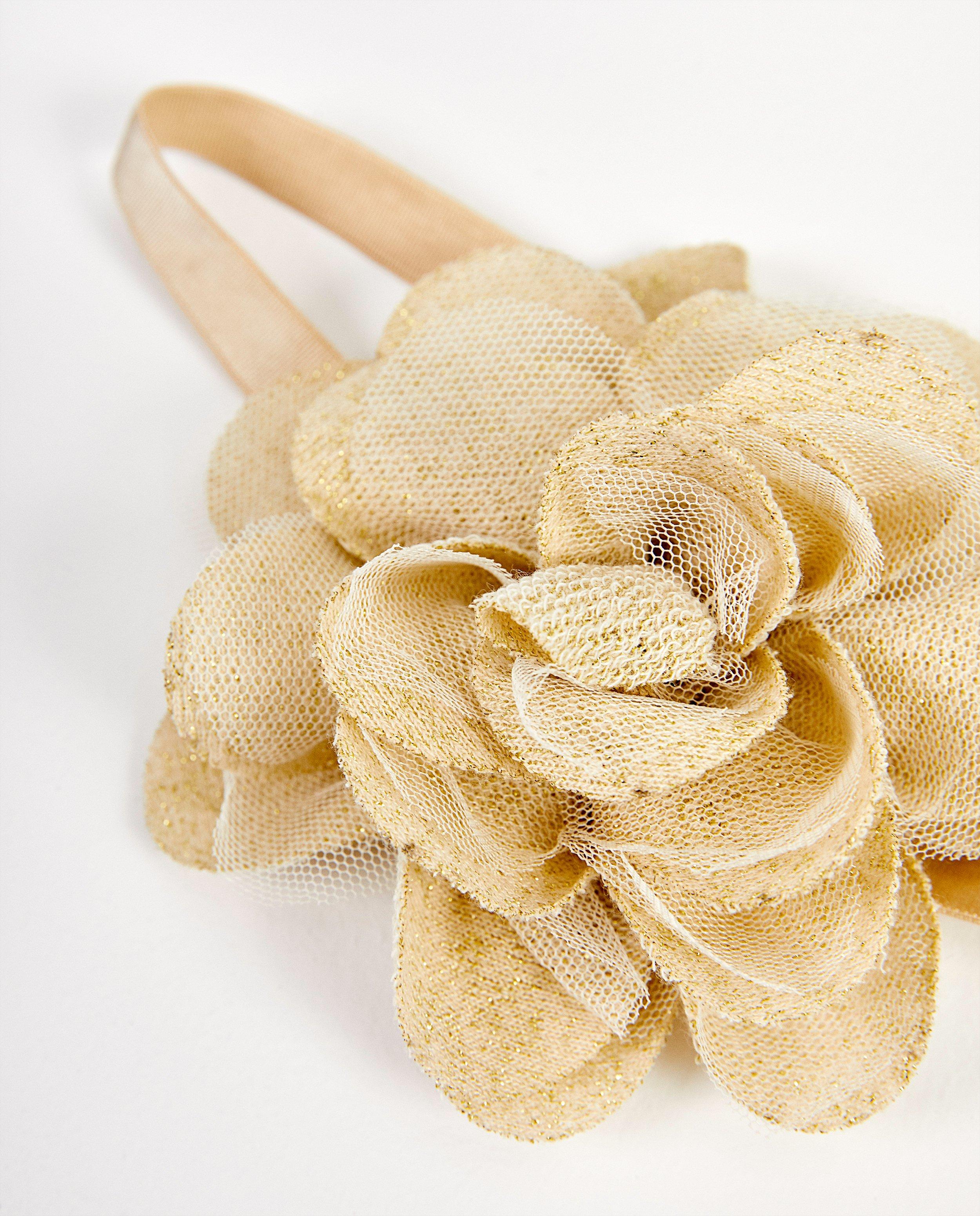 Bonneterie - Bandeau beige, fleur