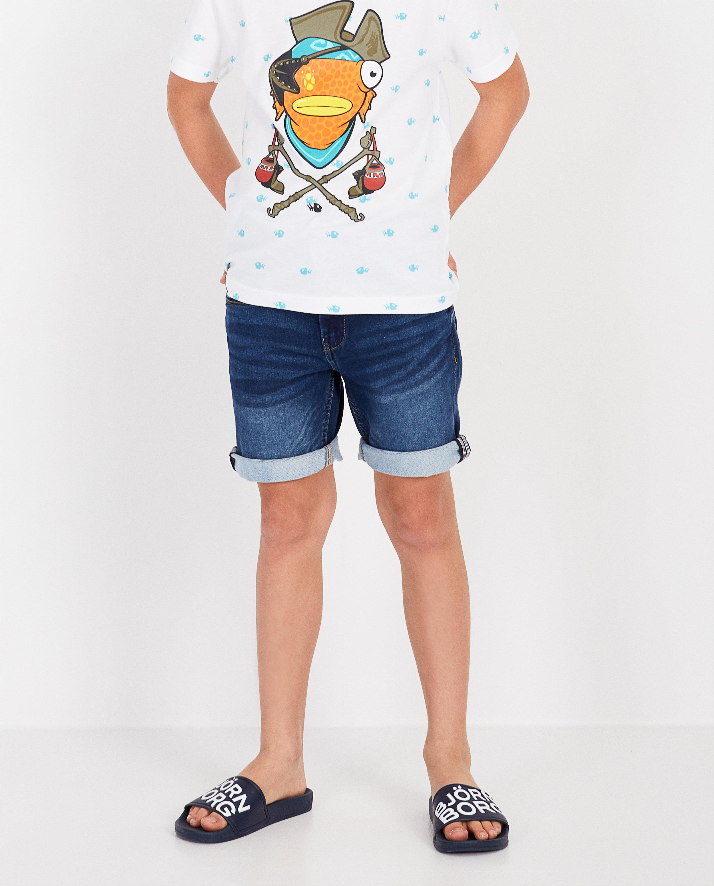 Shorts - Short en sweat denim Simon, 7-14 ans