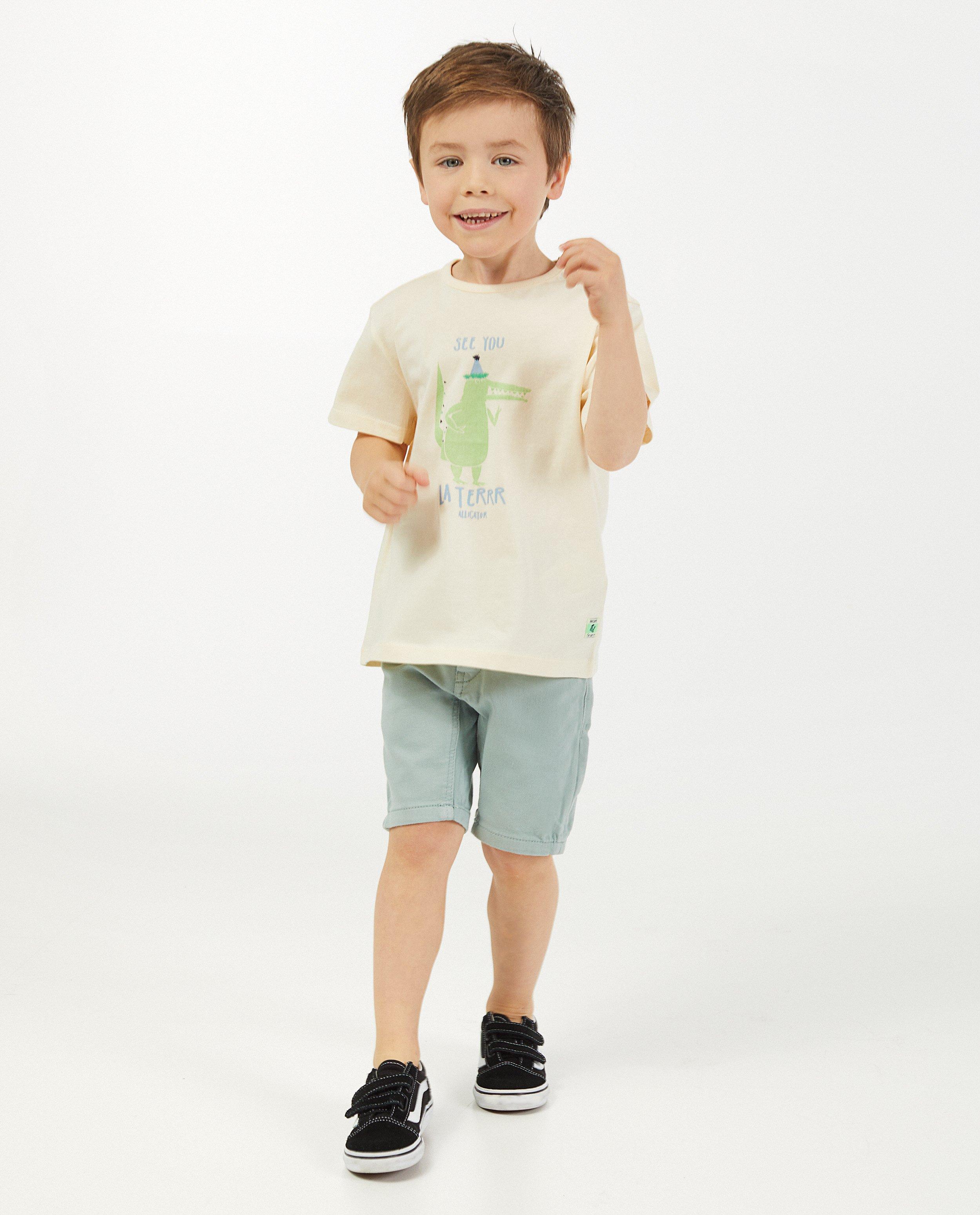 Bermuda en sweat denim, 2-7 ans - bleu gris - JBC