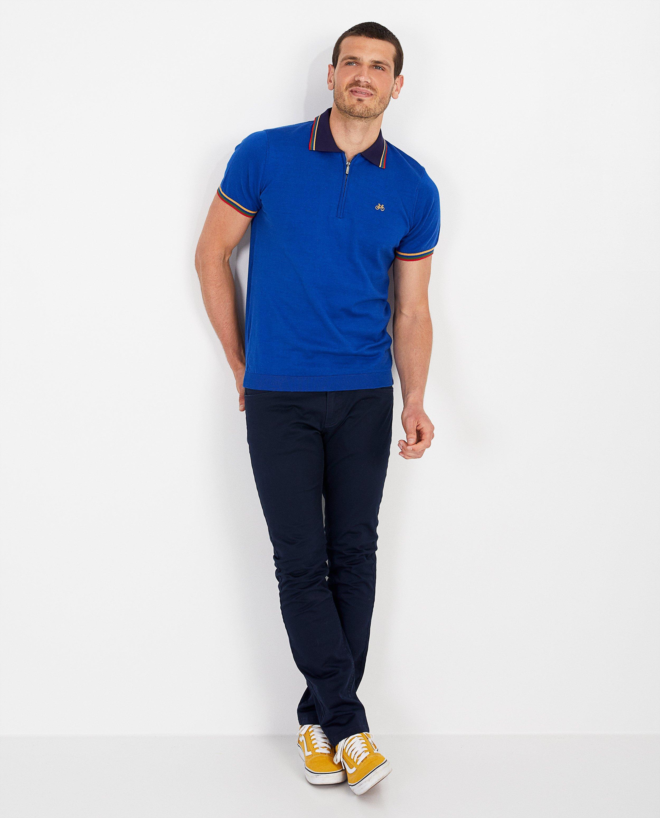 Polo bleu cobalt Baptiste - en fin tricot - Baptiste