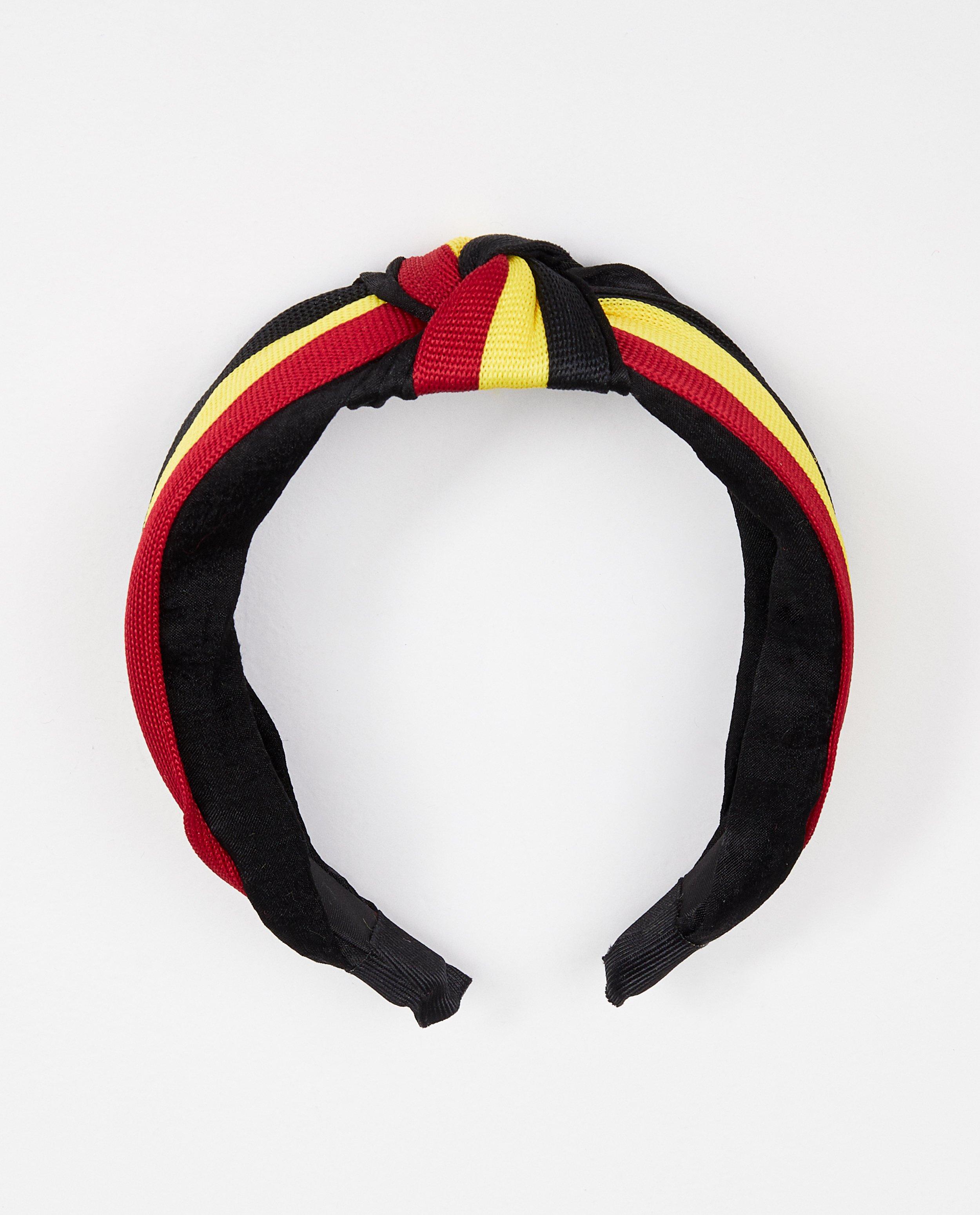 Kids haarband in zwart, geel en rood - voetbal - Familystories