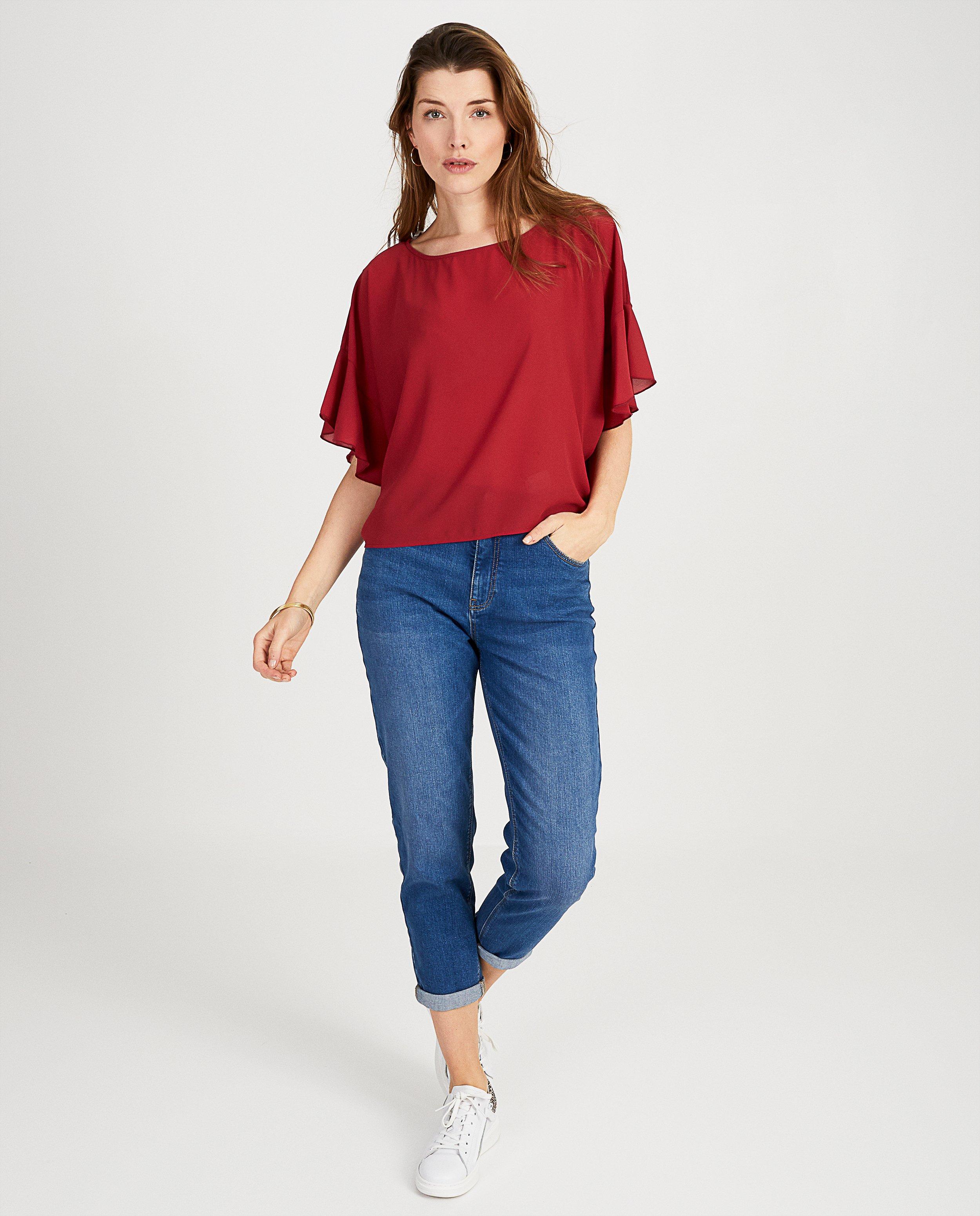 Blouse met boothals Ella Italia - en volantmouwen - Ella Italia