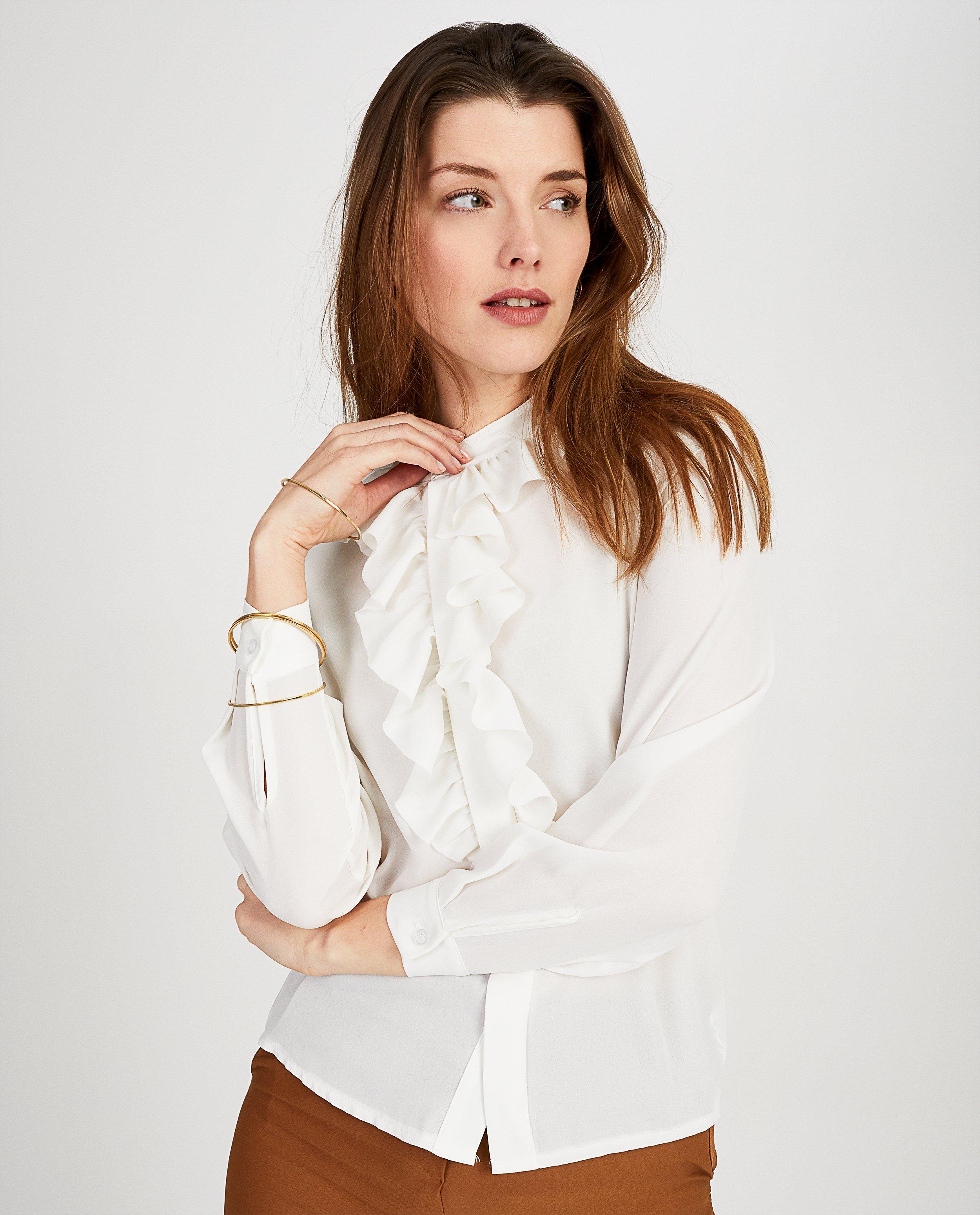 Wit hemd met ruches Ella Italia - Product Detail - wit - afbeelding nummer 2