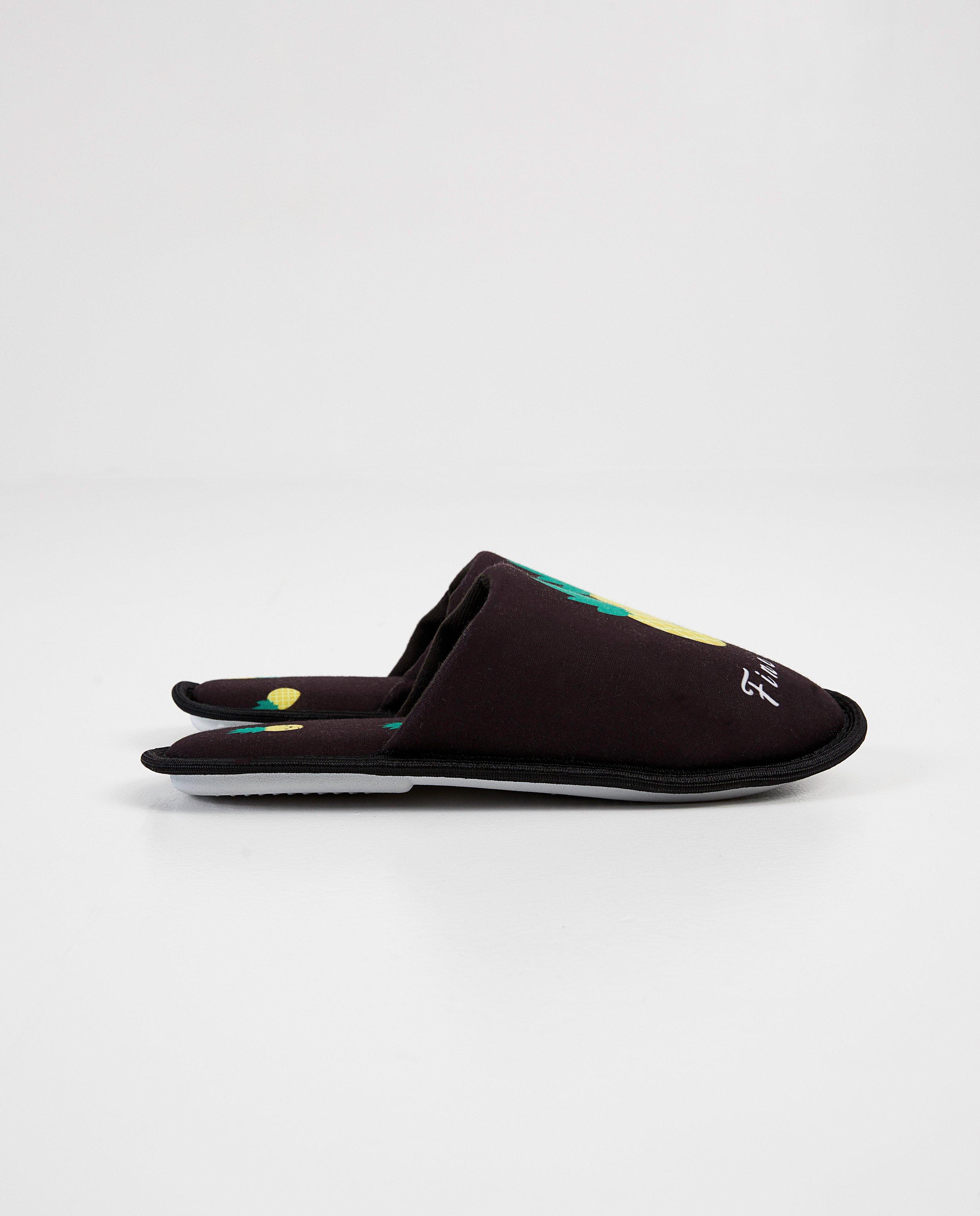 Zwarte pantoffels met ananas - slippers - JBC