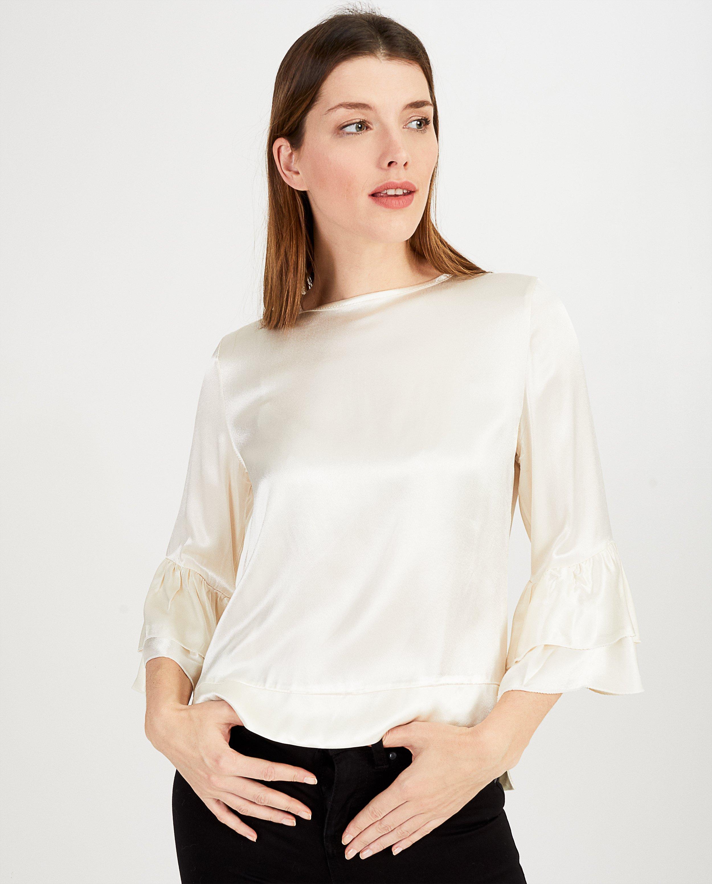 Hemden - Witte glanzende blouse Ella Italia
