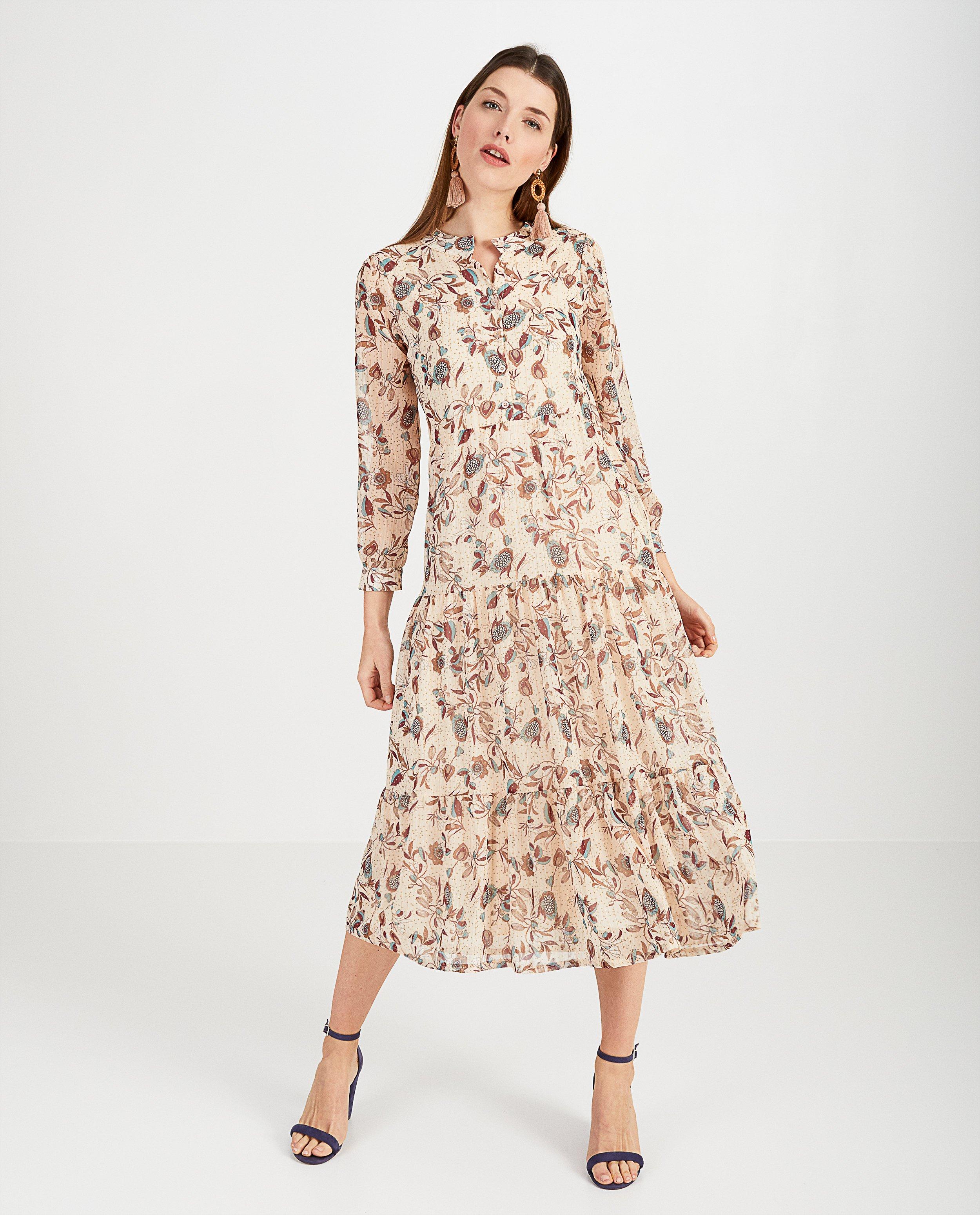 Maxi-jurk met print Ella Italia - in beige - Ella Italia