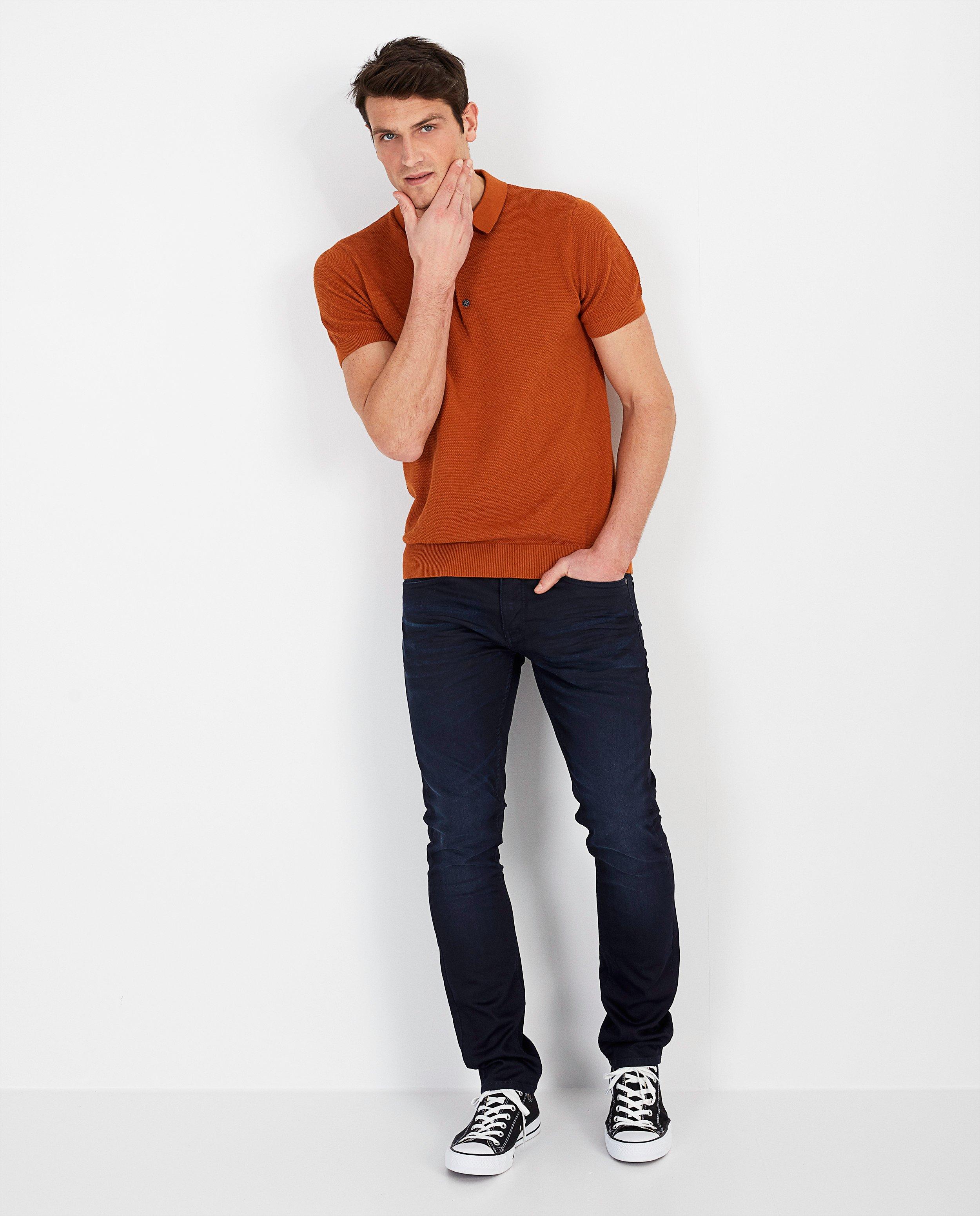 Roestbruine polo - met structuur - Quarterback