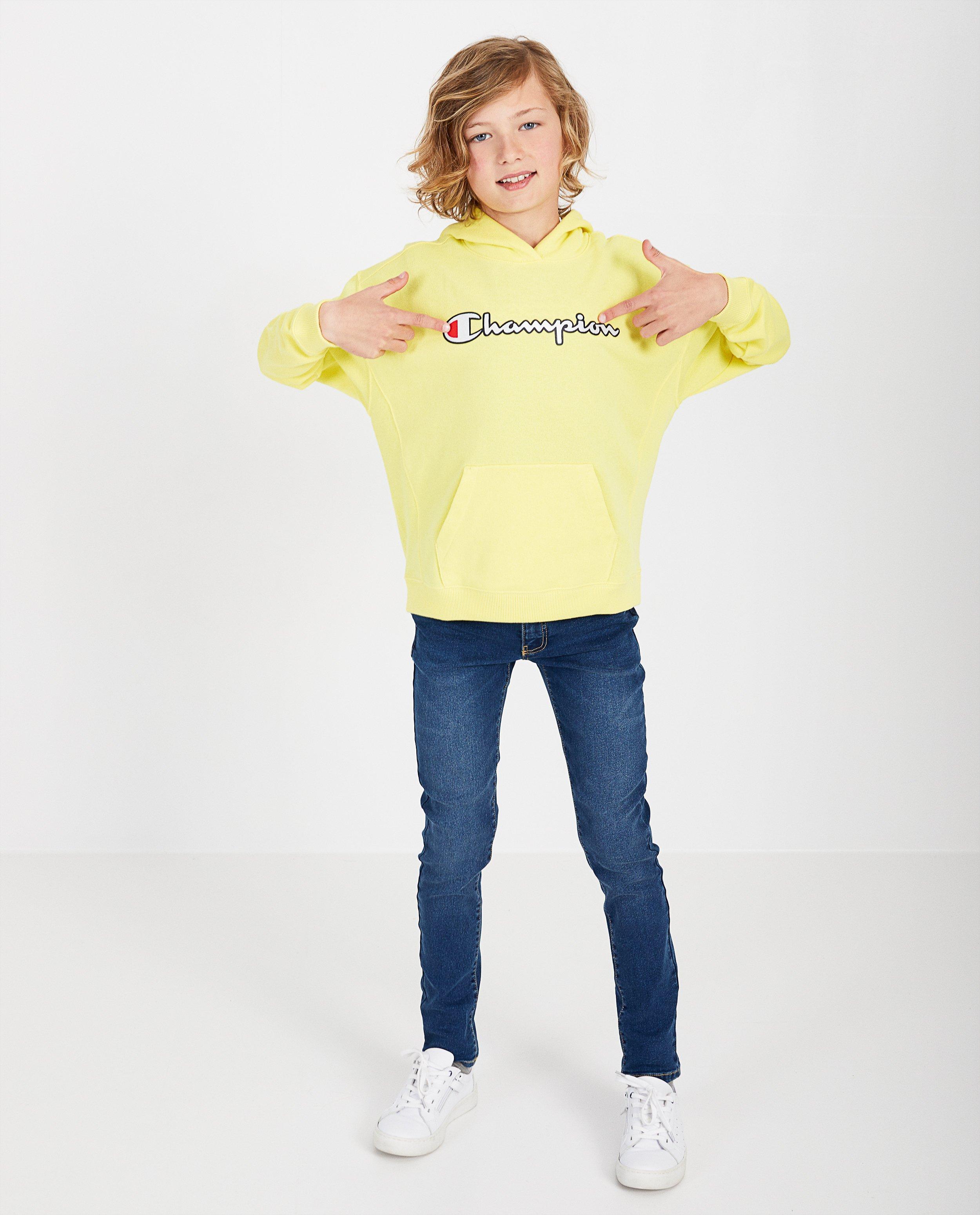 Gele hoodie Champion - met opschrift - Champion