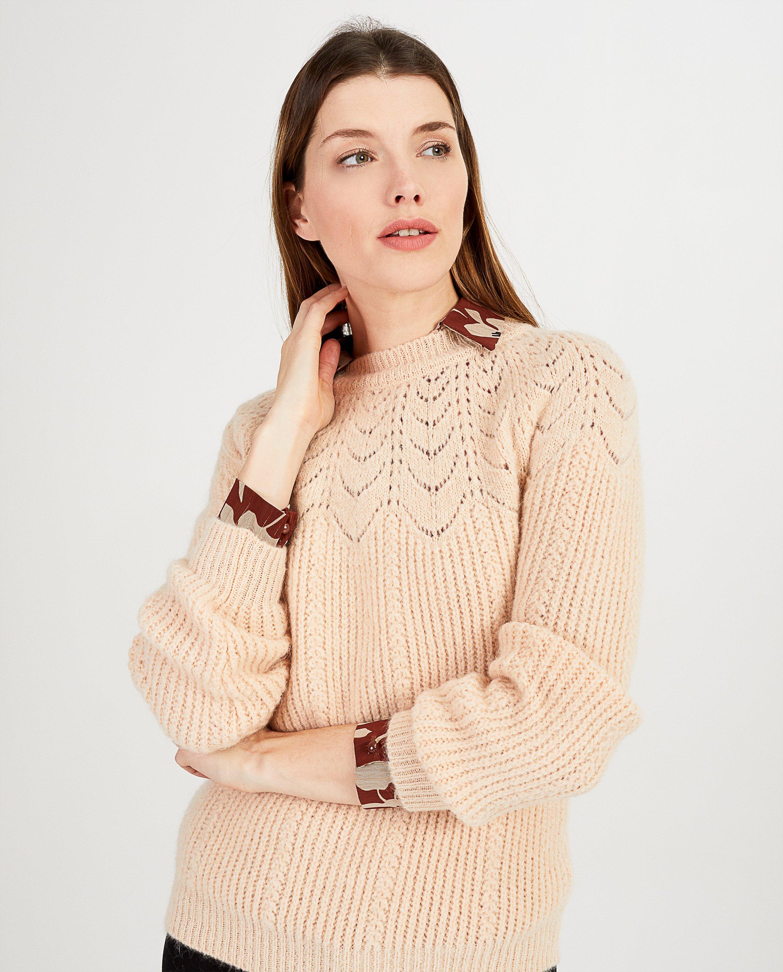 Pulls - Witte trui met ajourpatroon