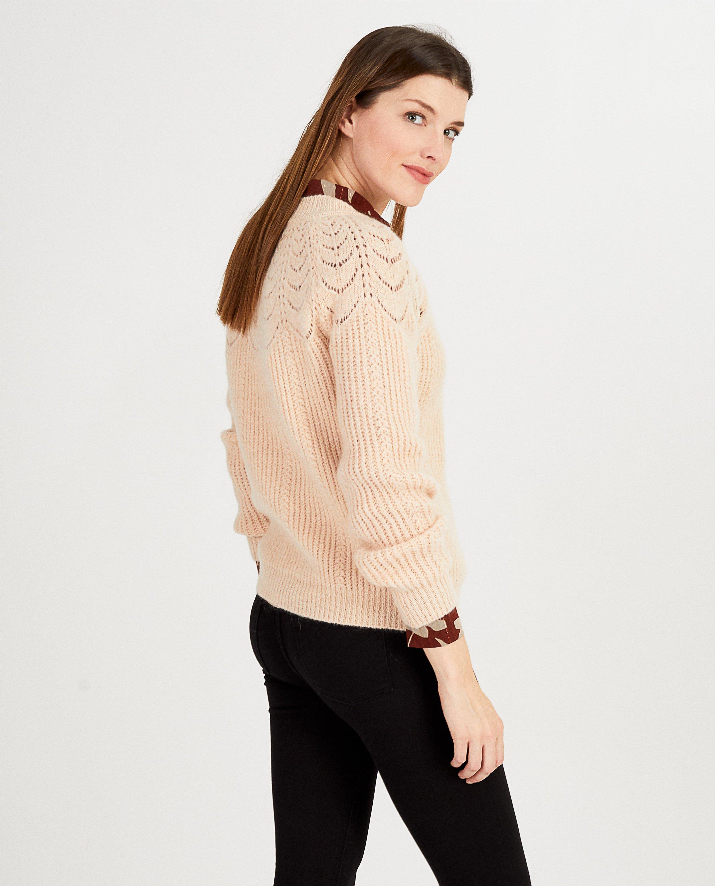 Pulls - Witte trui met ajourpatroon
