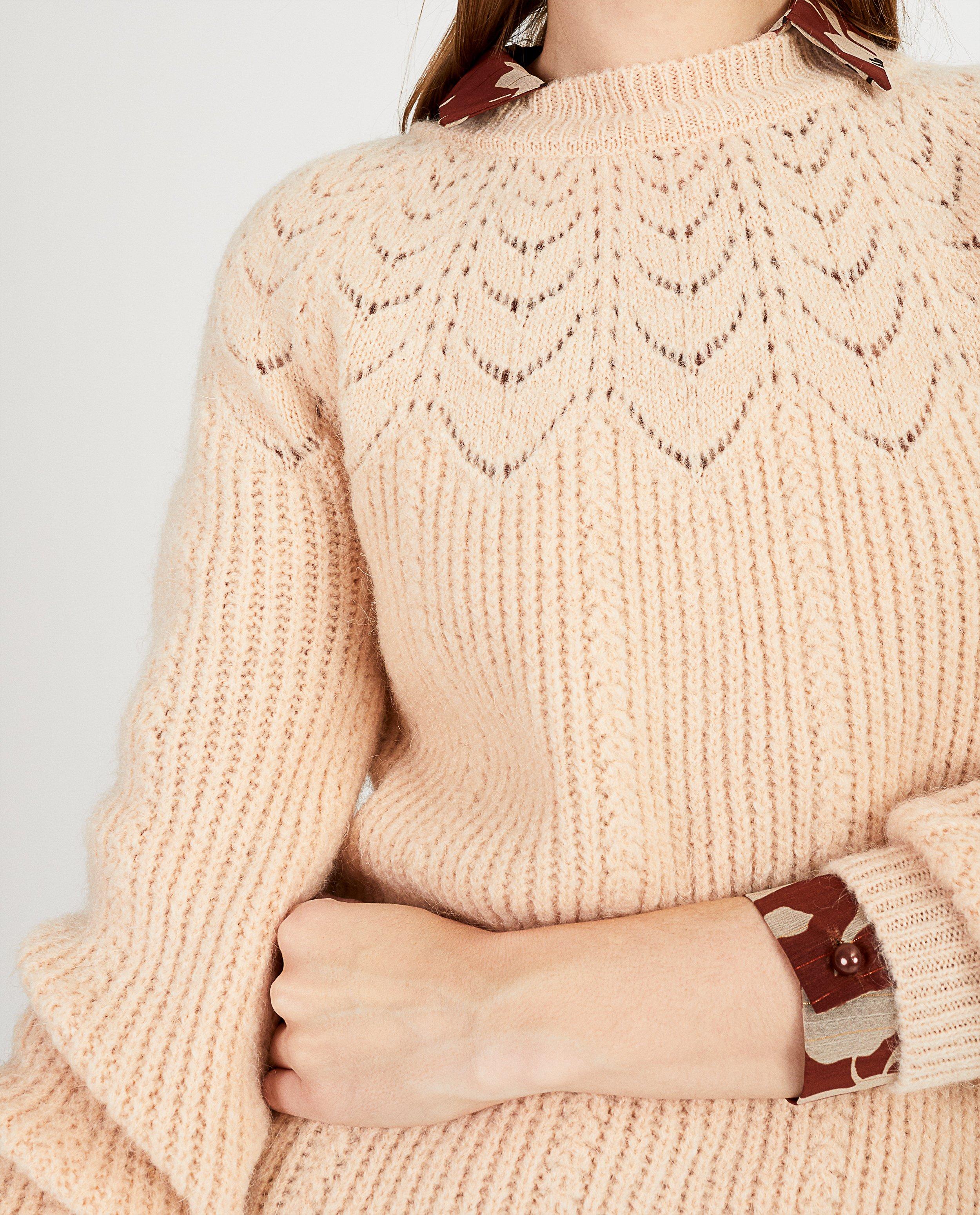 Pulls - Witte trui met ajourpatroon