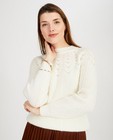 Truien - Witte trui met ajourpatroon
