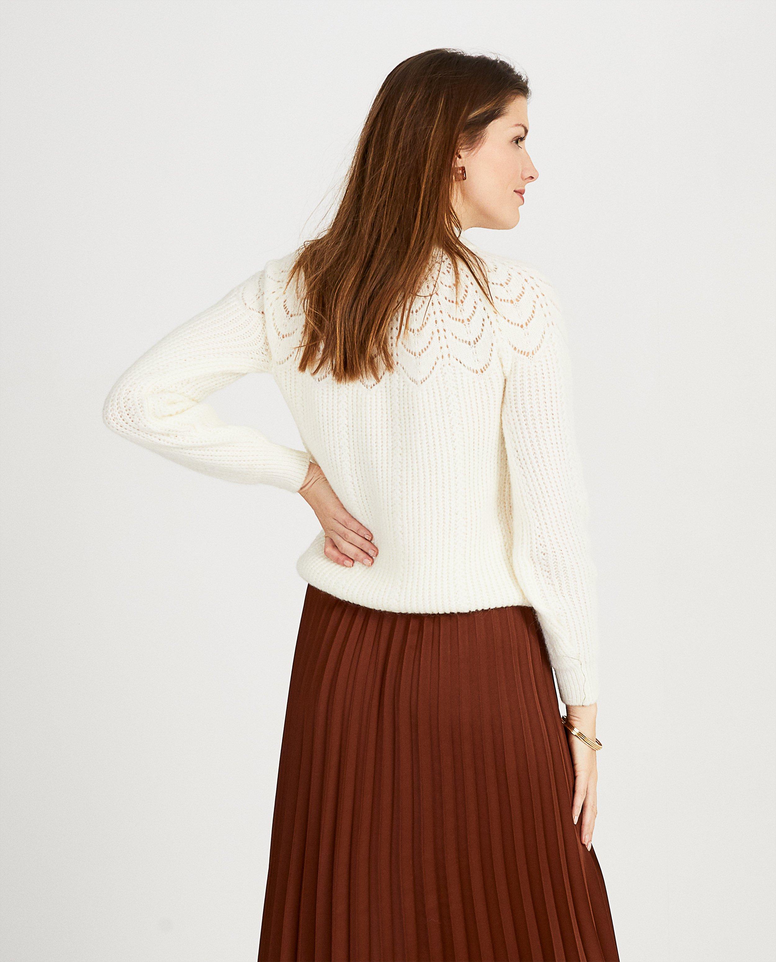 Pulls - Witte trui met ajourpatroon
