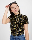T-shirts - Zwarte top met bloemenprint