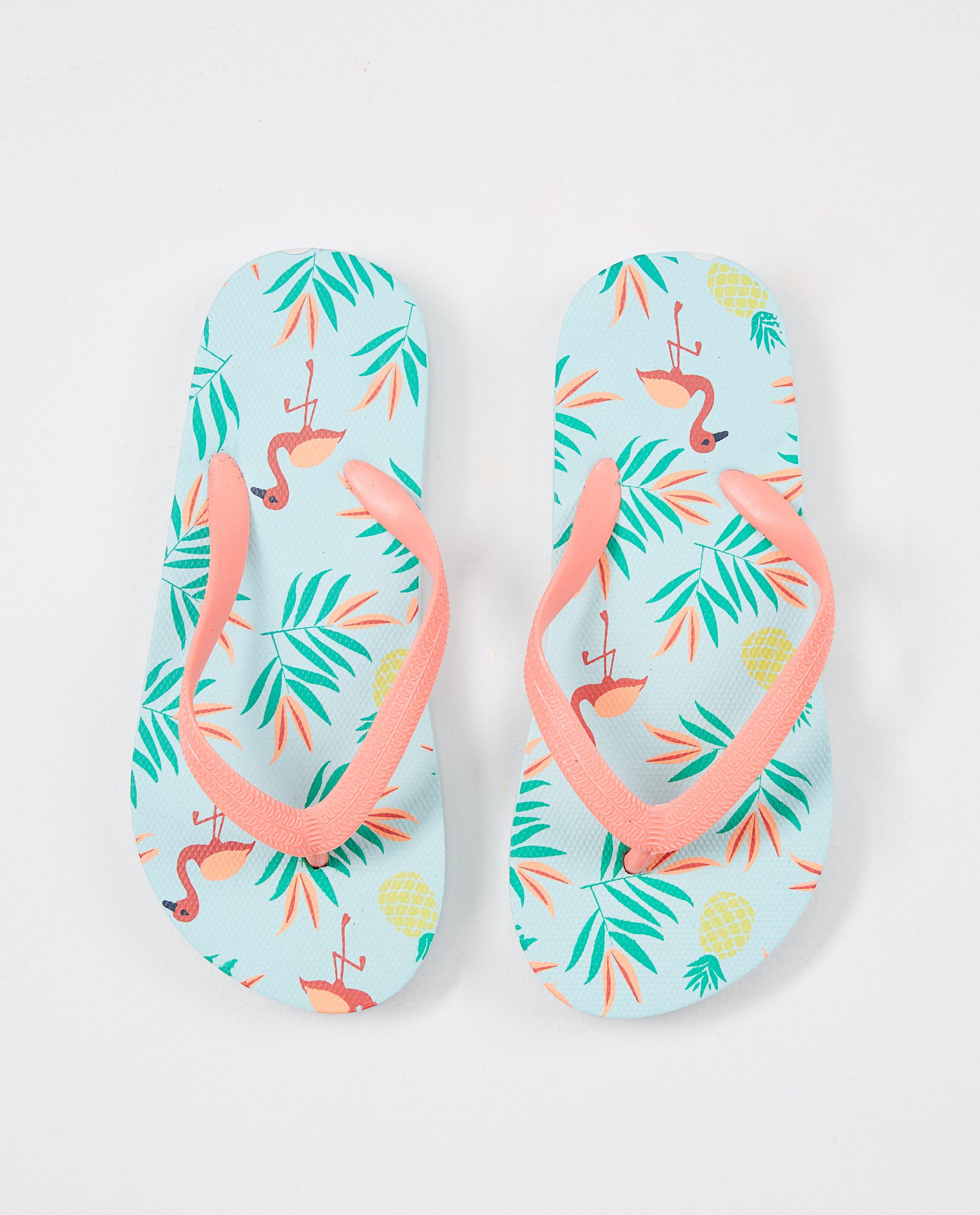 Blauwe teenslippers, maat 27-32 - met allover print - JBC