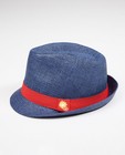 Blauwe hoed met rode band - geweven - JBC
