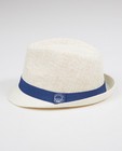 Chapeau beige avec un ruban bleu - tissé - JBC