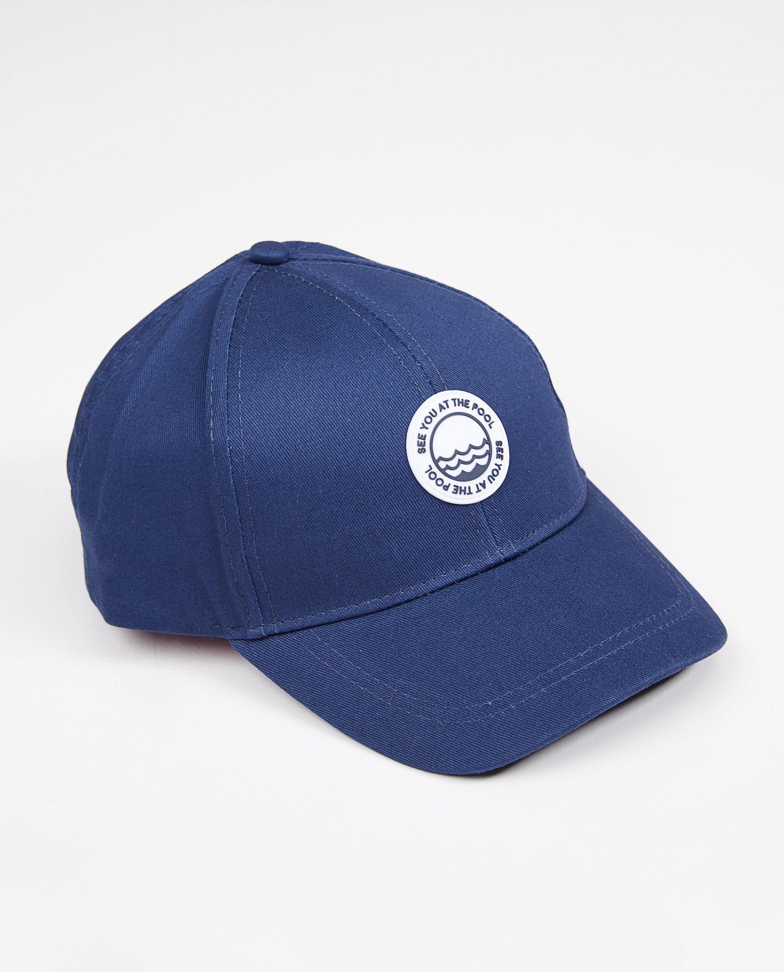 Blauwe pet met patch - effen - JBC