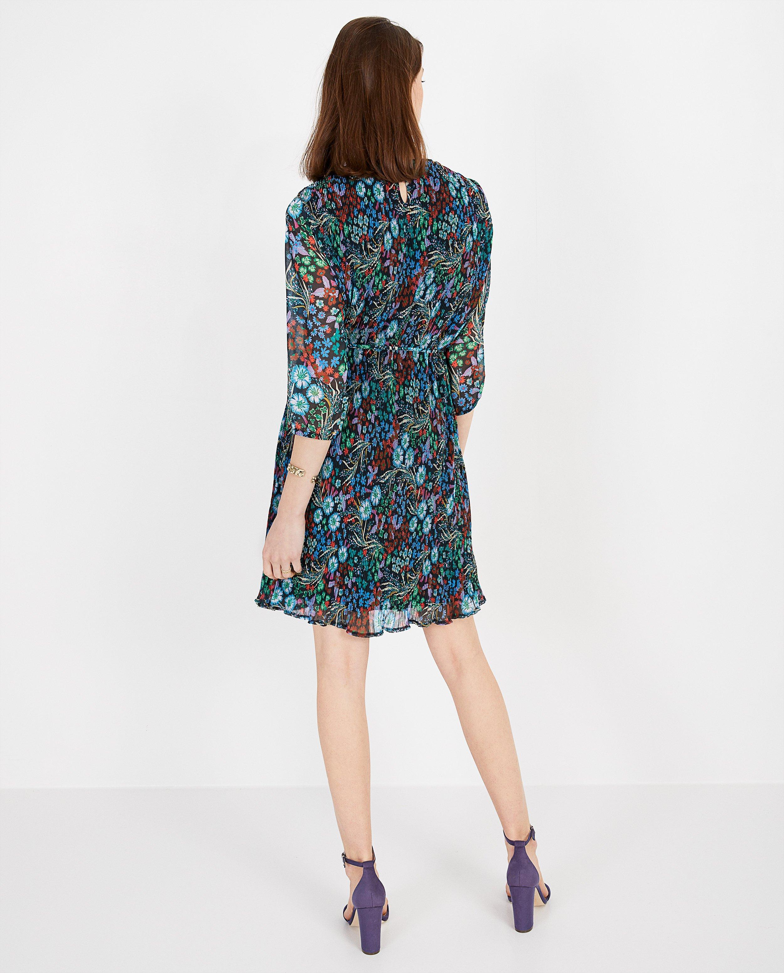 Robes - Robe noire à fleurs Marylène Madou