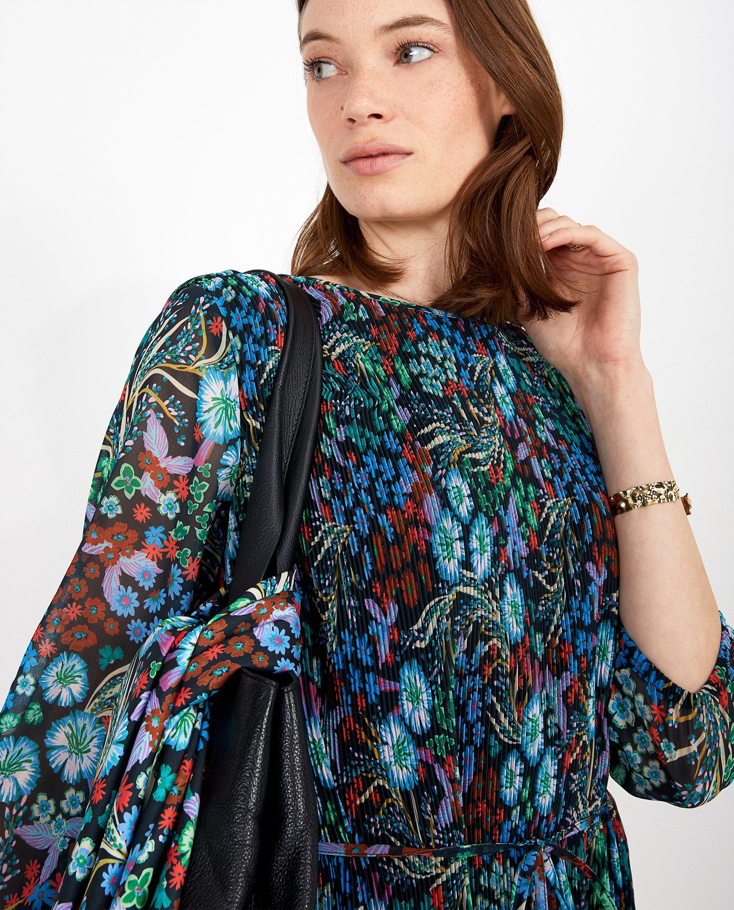 Robes - Robe noire à fleurs Marylène Madou