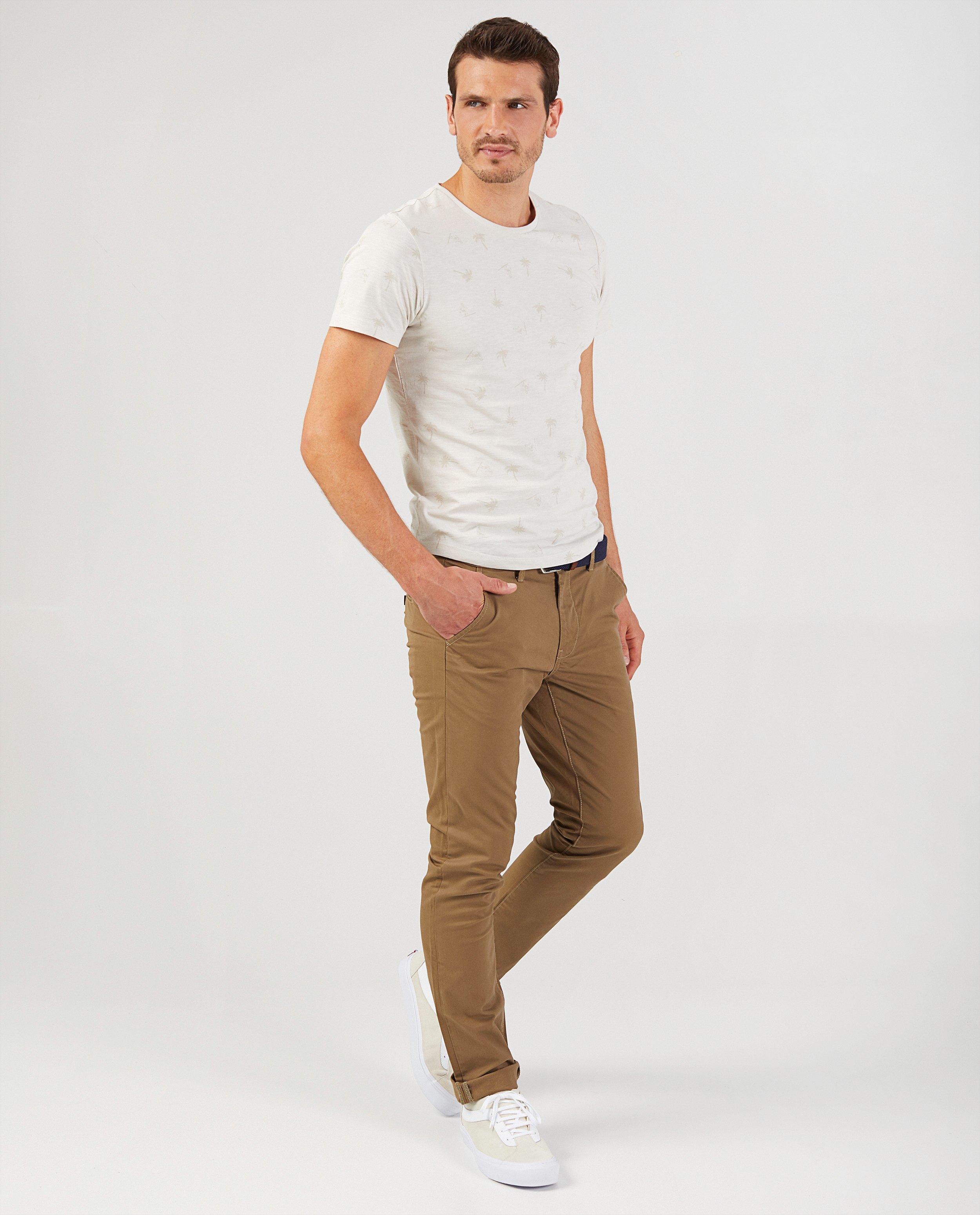 Beige slim fit broek - lichte stretch - Iveo