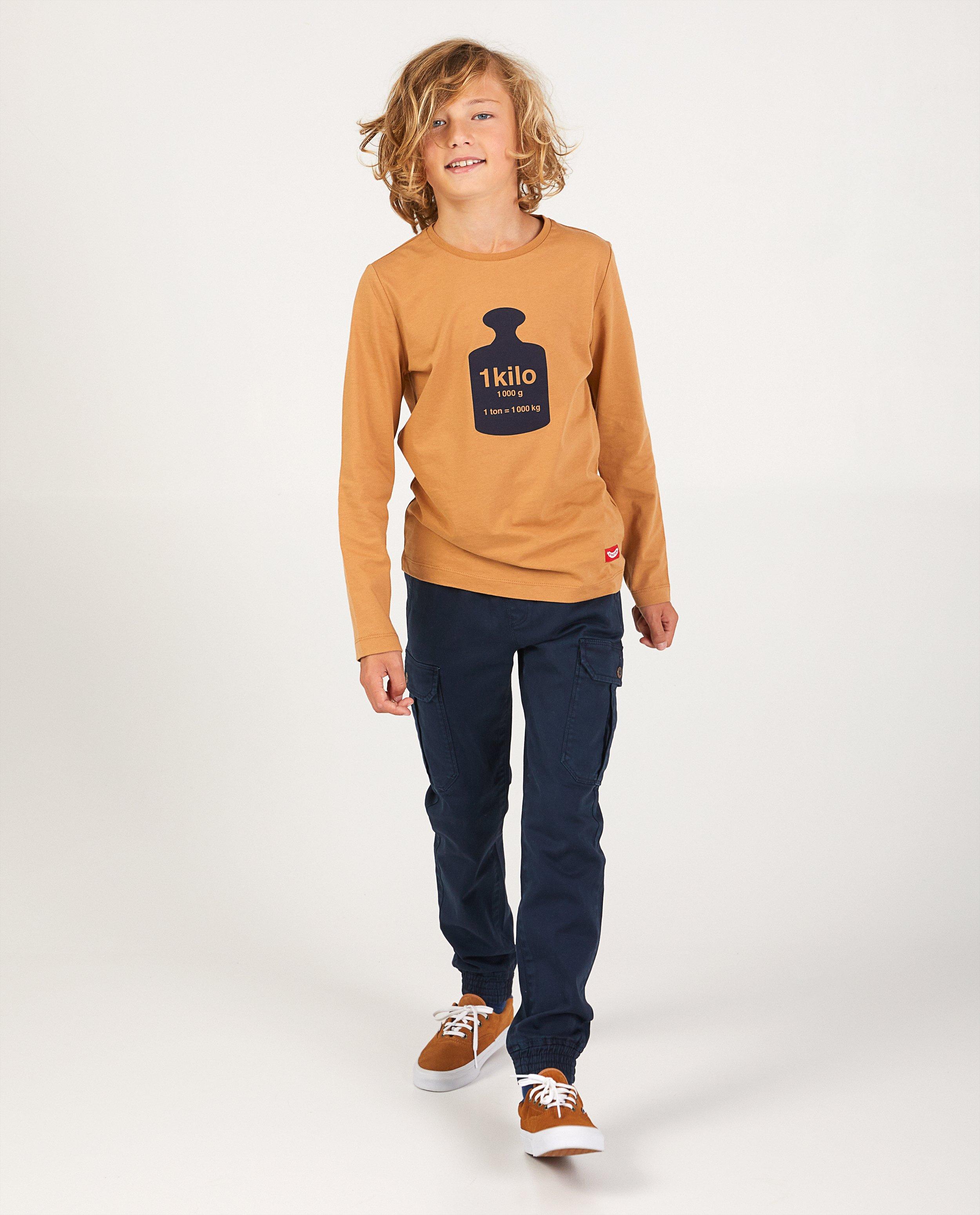 Pantalon brun cargo, 7-14 ans - poches à rabat - Fish & Chips