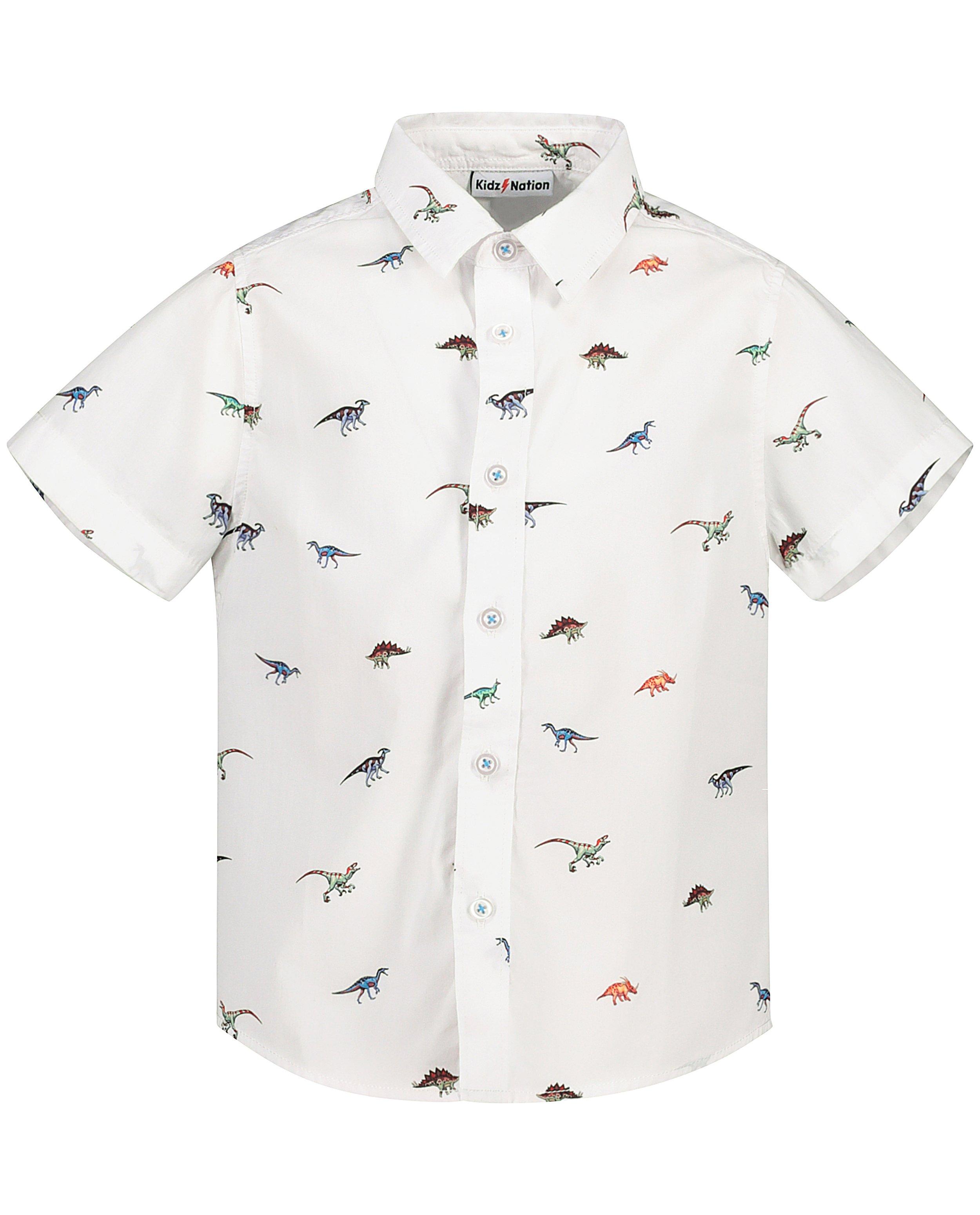 Hemden - Witte hemdje met dino-print