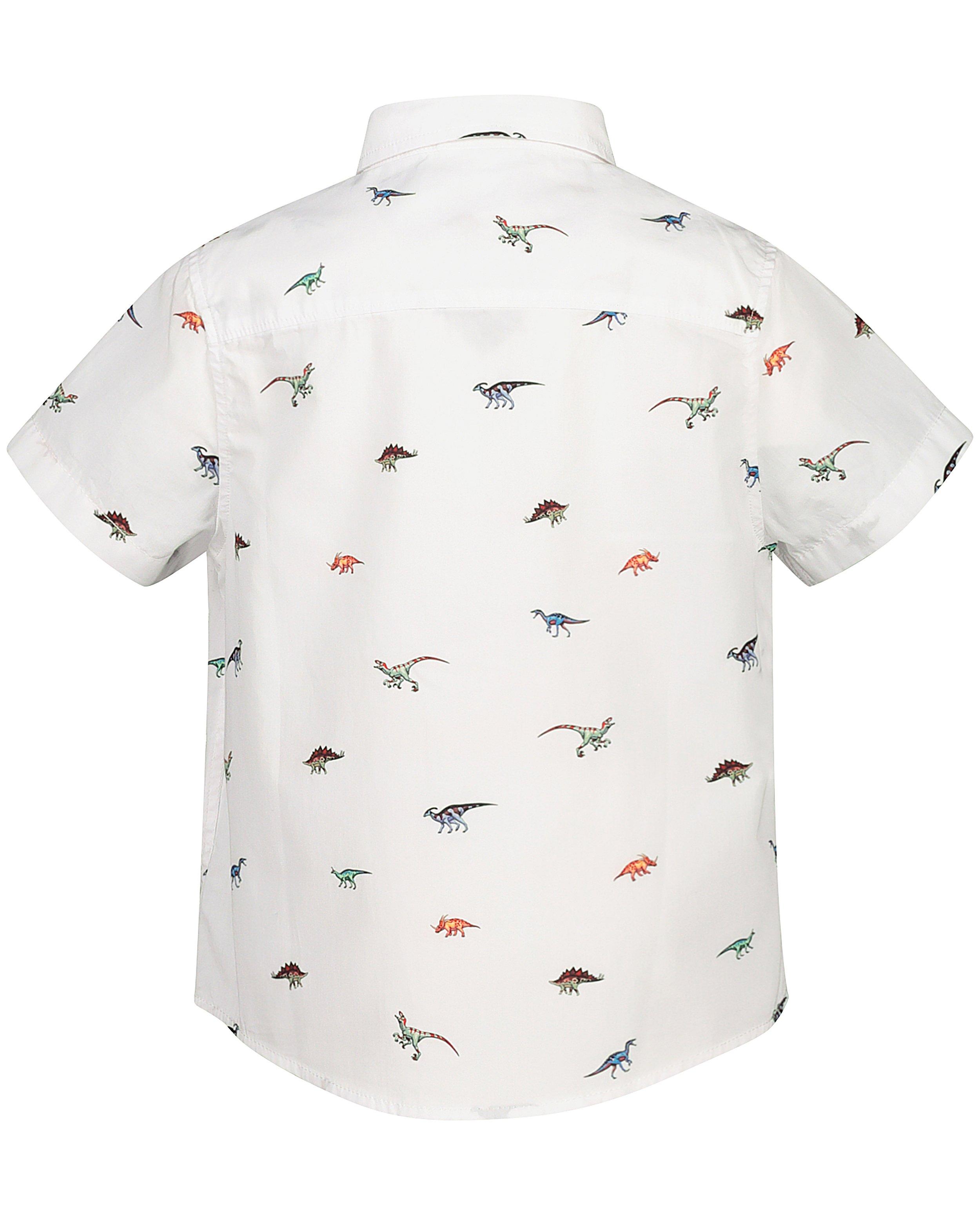 Hemden - Witte hemdje met dino-print