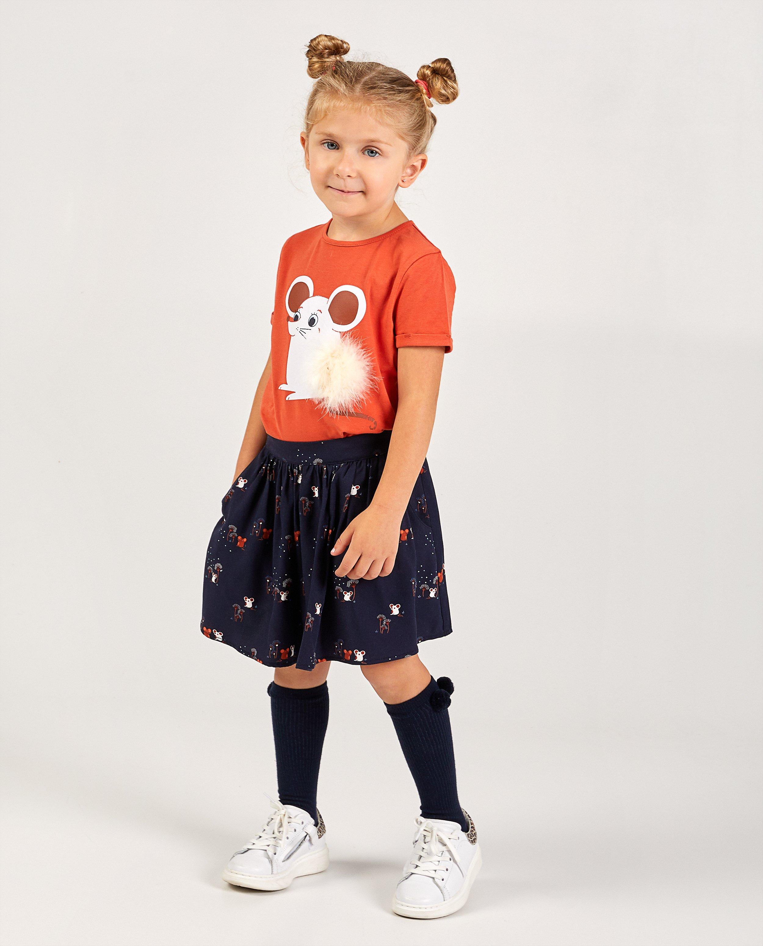 Oranje rokje met print - allover - Milla Star