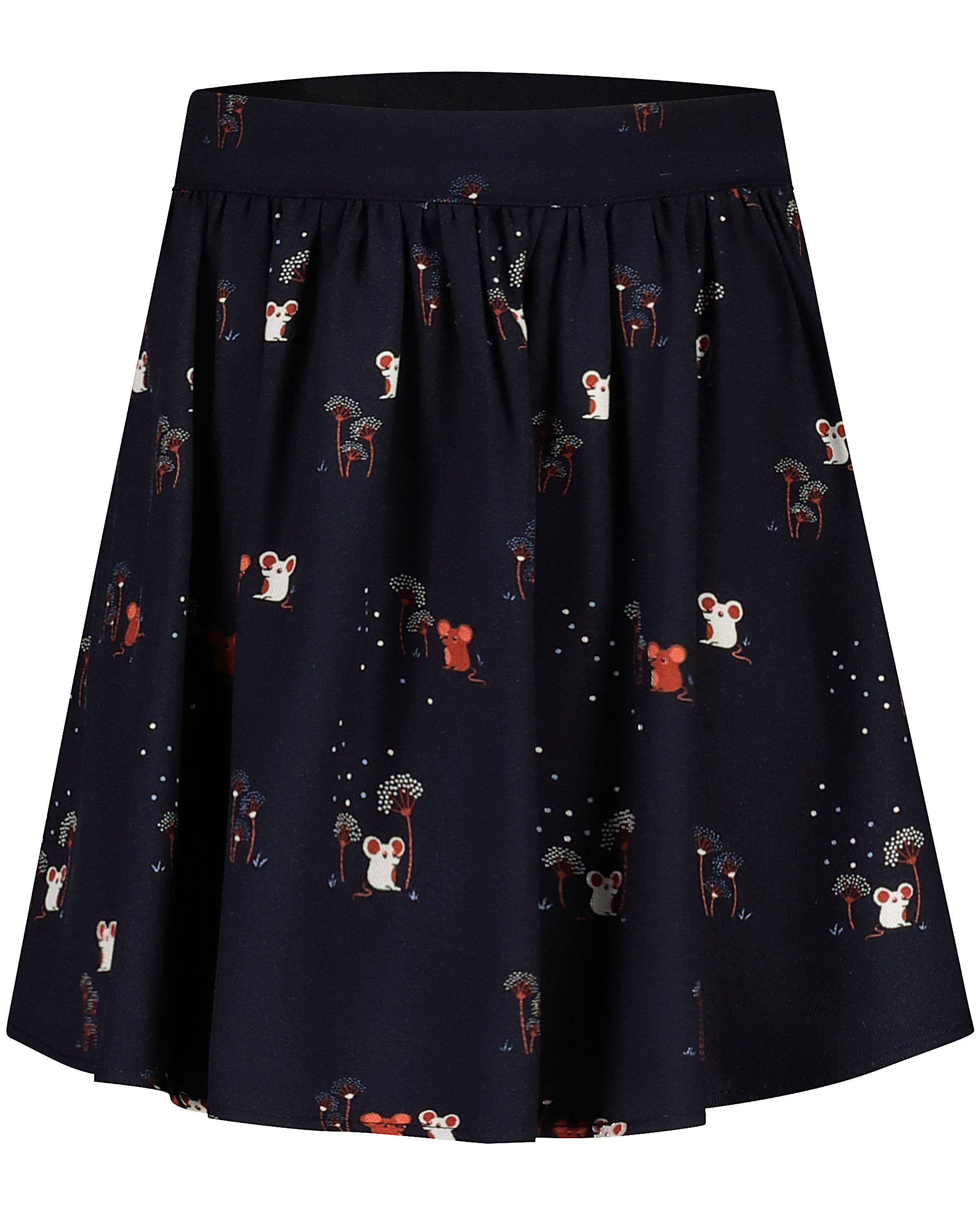Rokken - Donkerblauw rokje met print