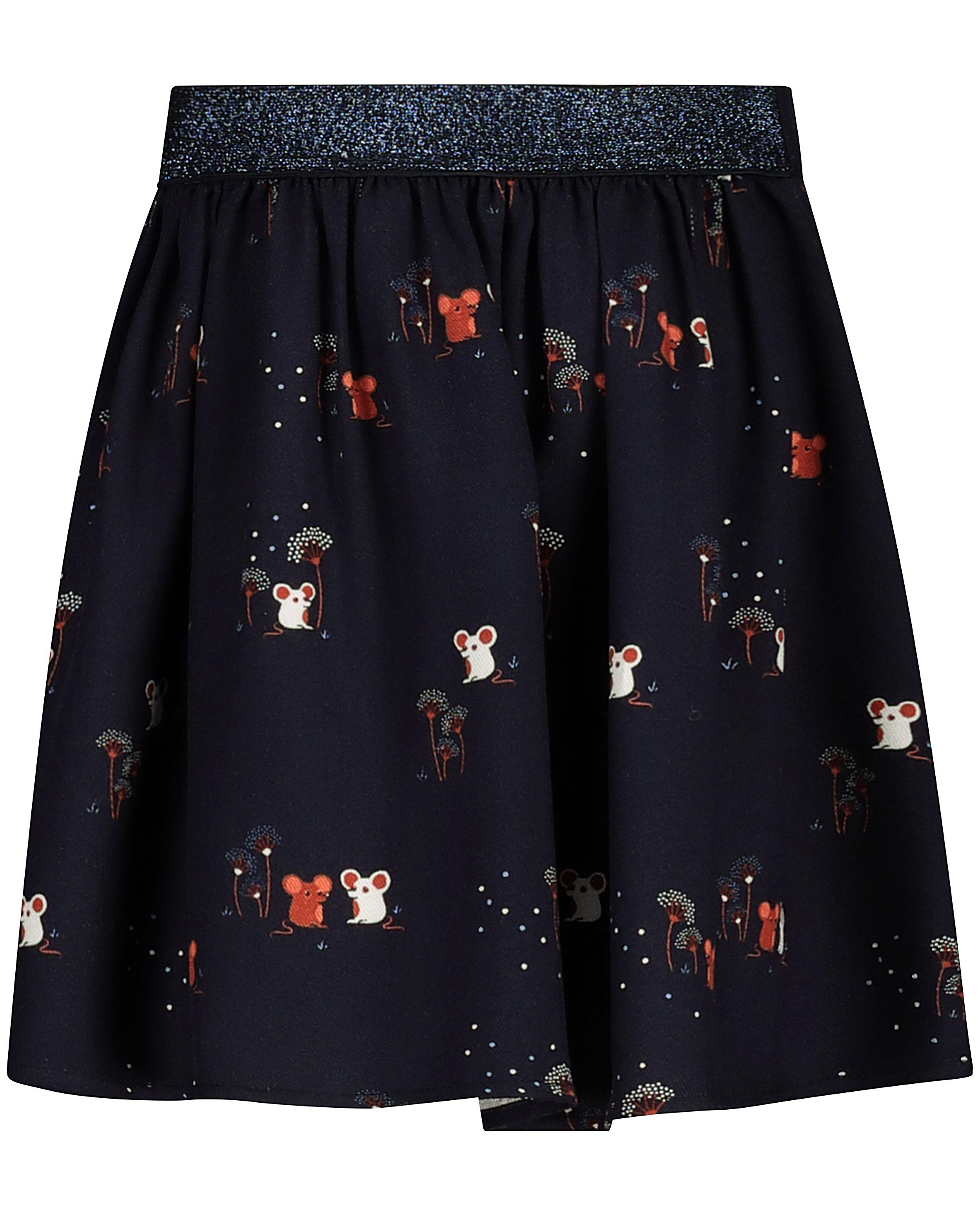Rokken - Donkerblauw rokje met print