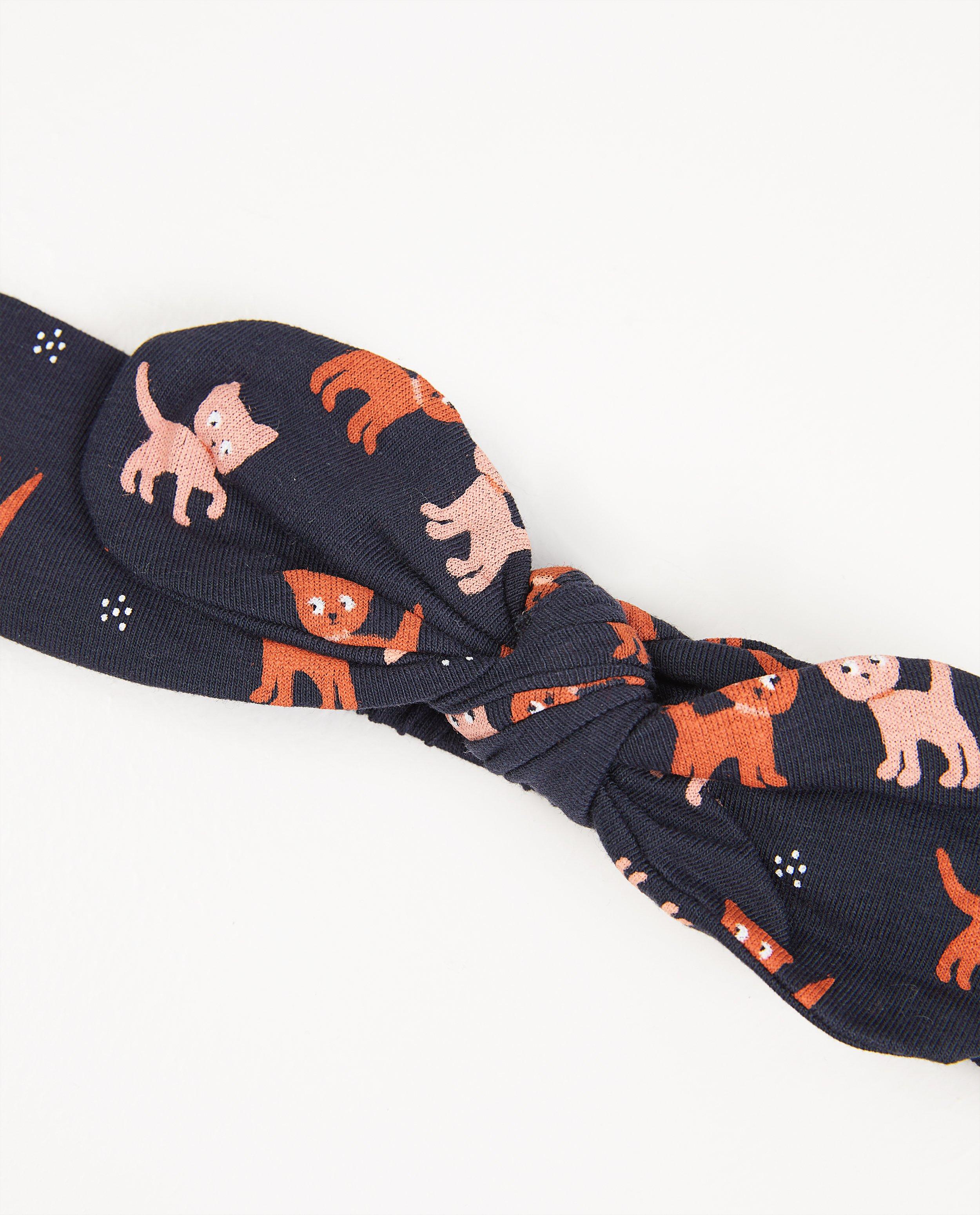 Breigoed - Blauwe haarband met print