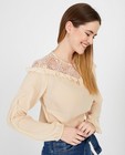 Hemden - Beige blouse met kant Ella Italia