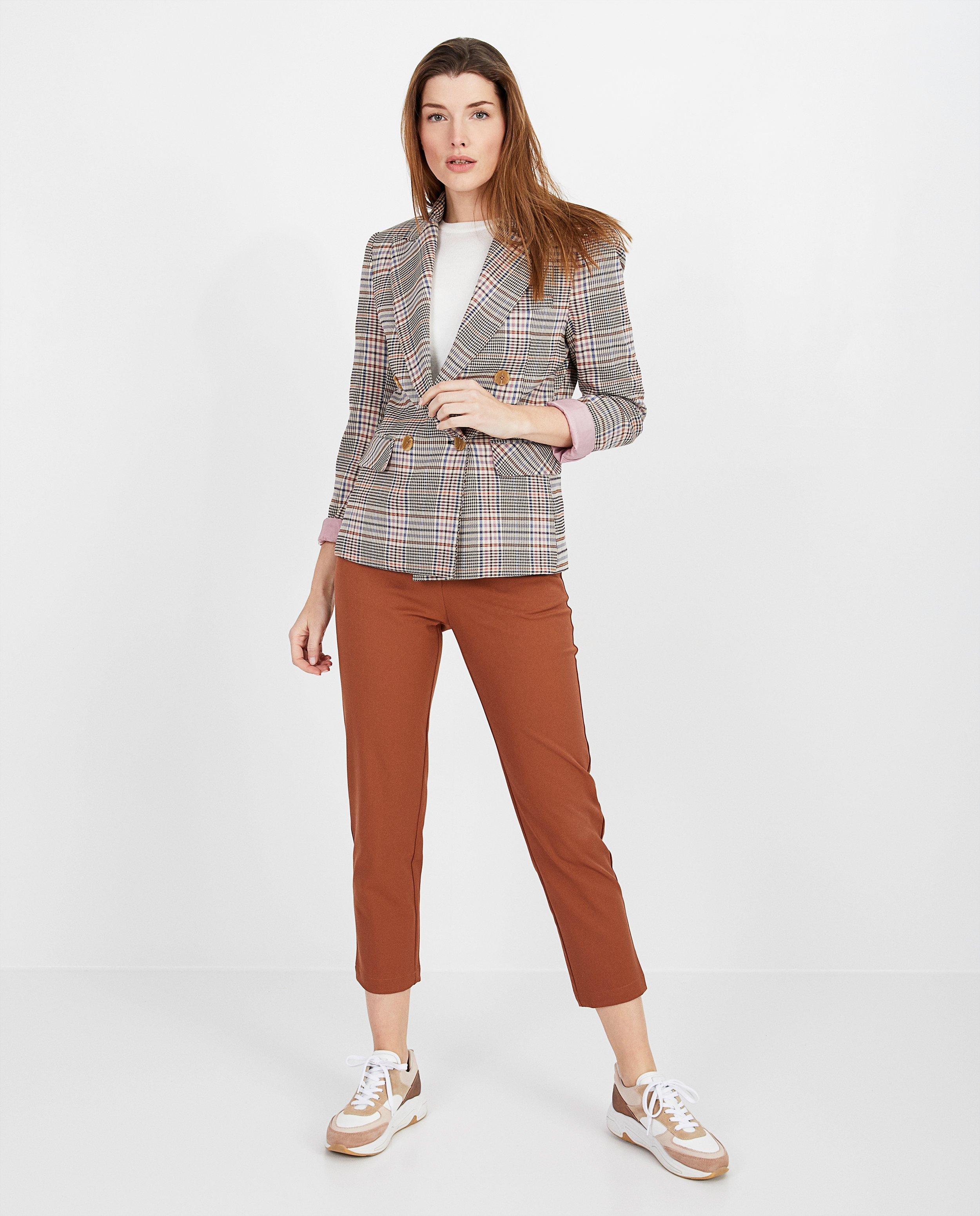 Grijze geruite blazer Ella Italia - Lichtroze voering - Ella Italia