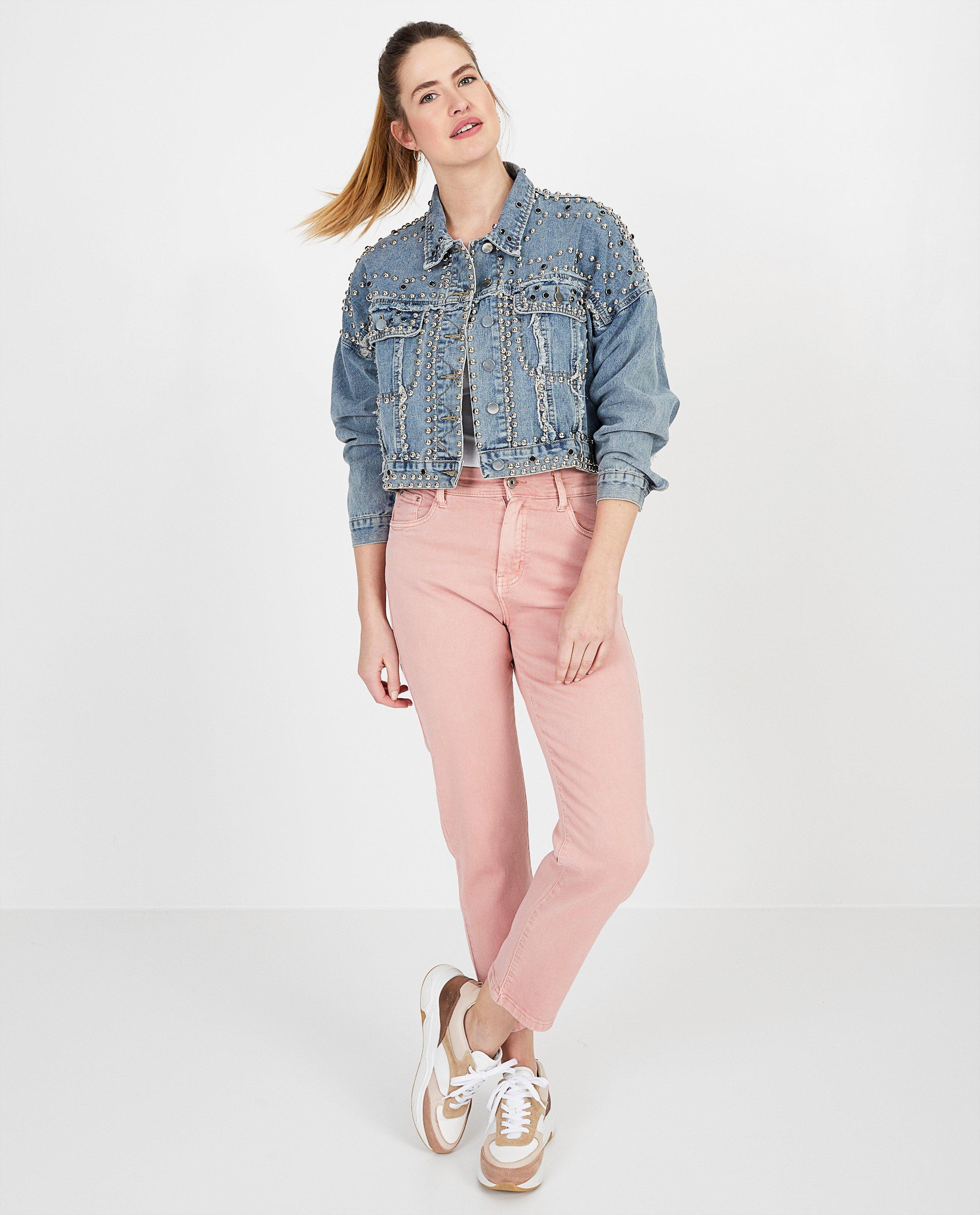 Jeansjas met studs Ella Italia - in lichtblauw - Ella Italia