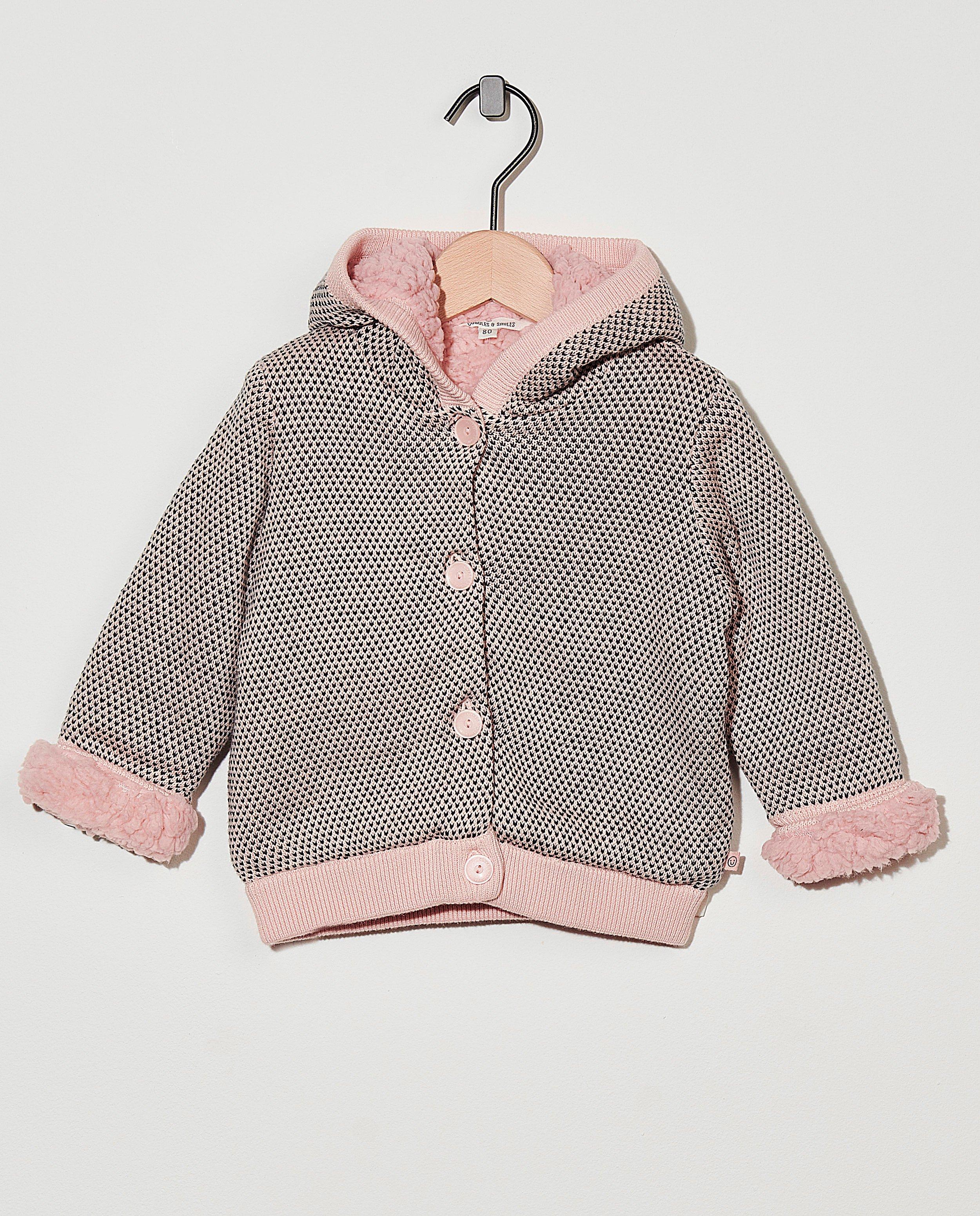 Roze vest met capuchon - met teddy-voering - Cuddles and Smiles