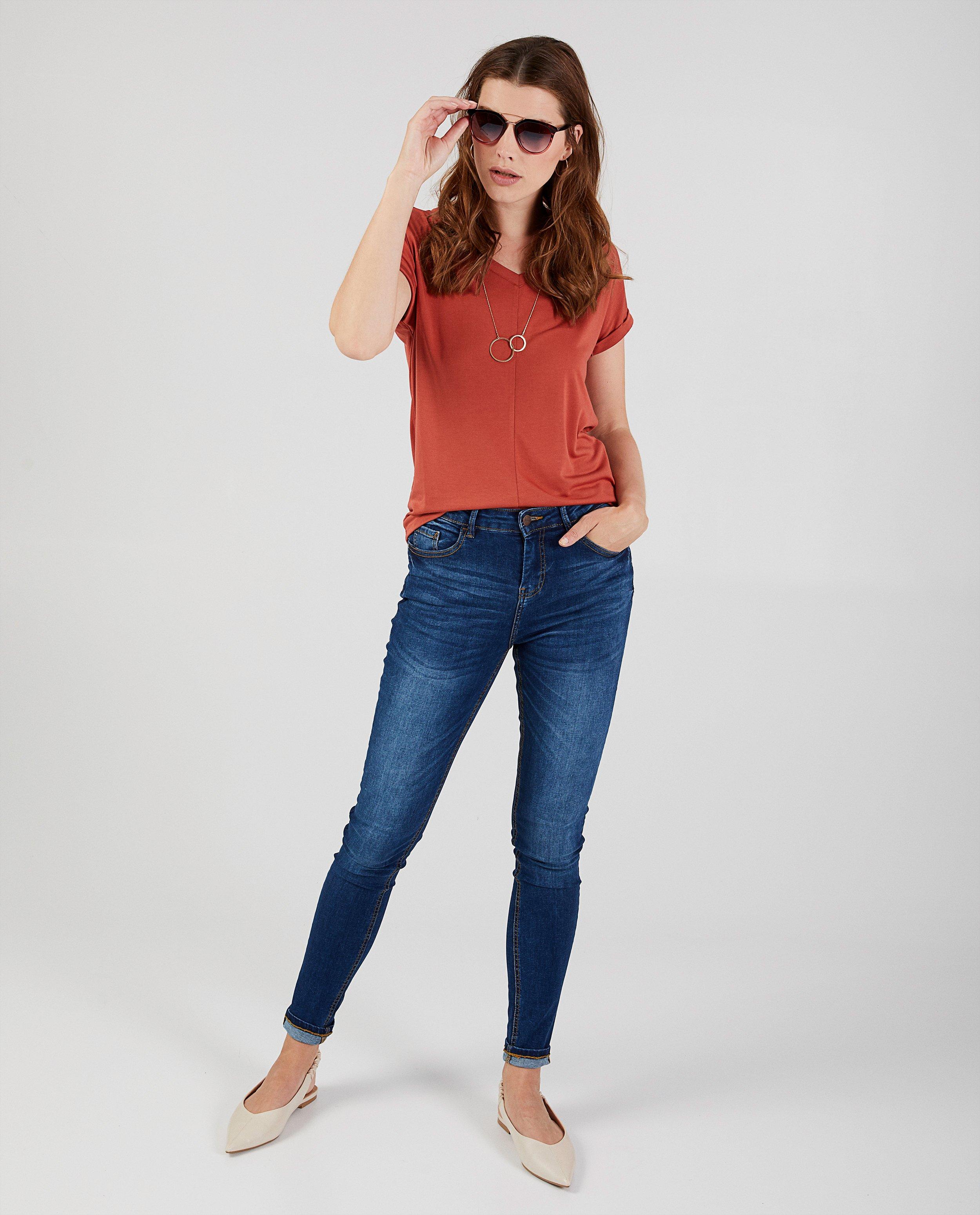 T-shirt rouge Sora - col en V - Sora