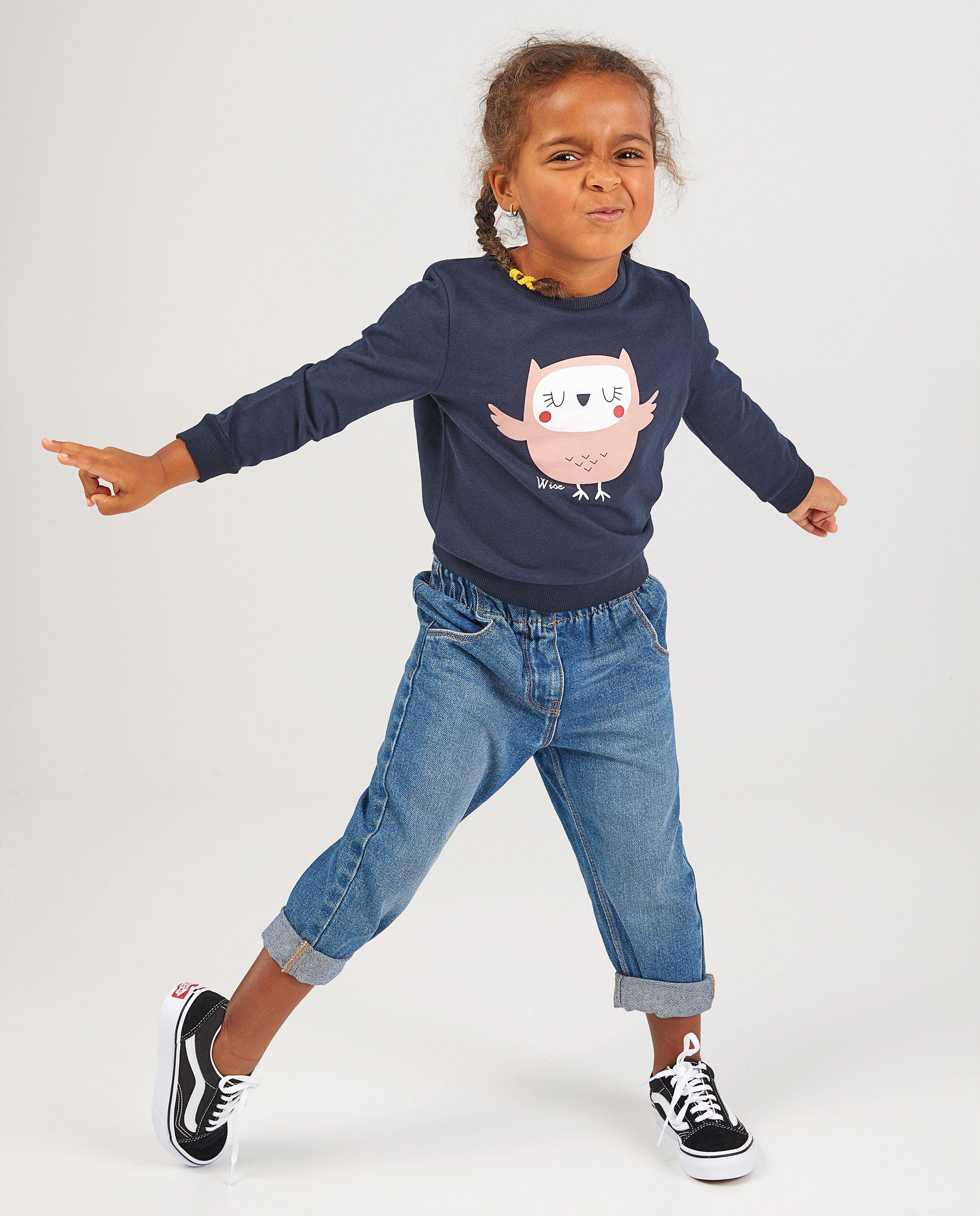 Blauwe sweater met print BESTies - stretch - Besties