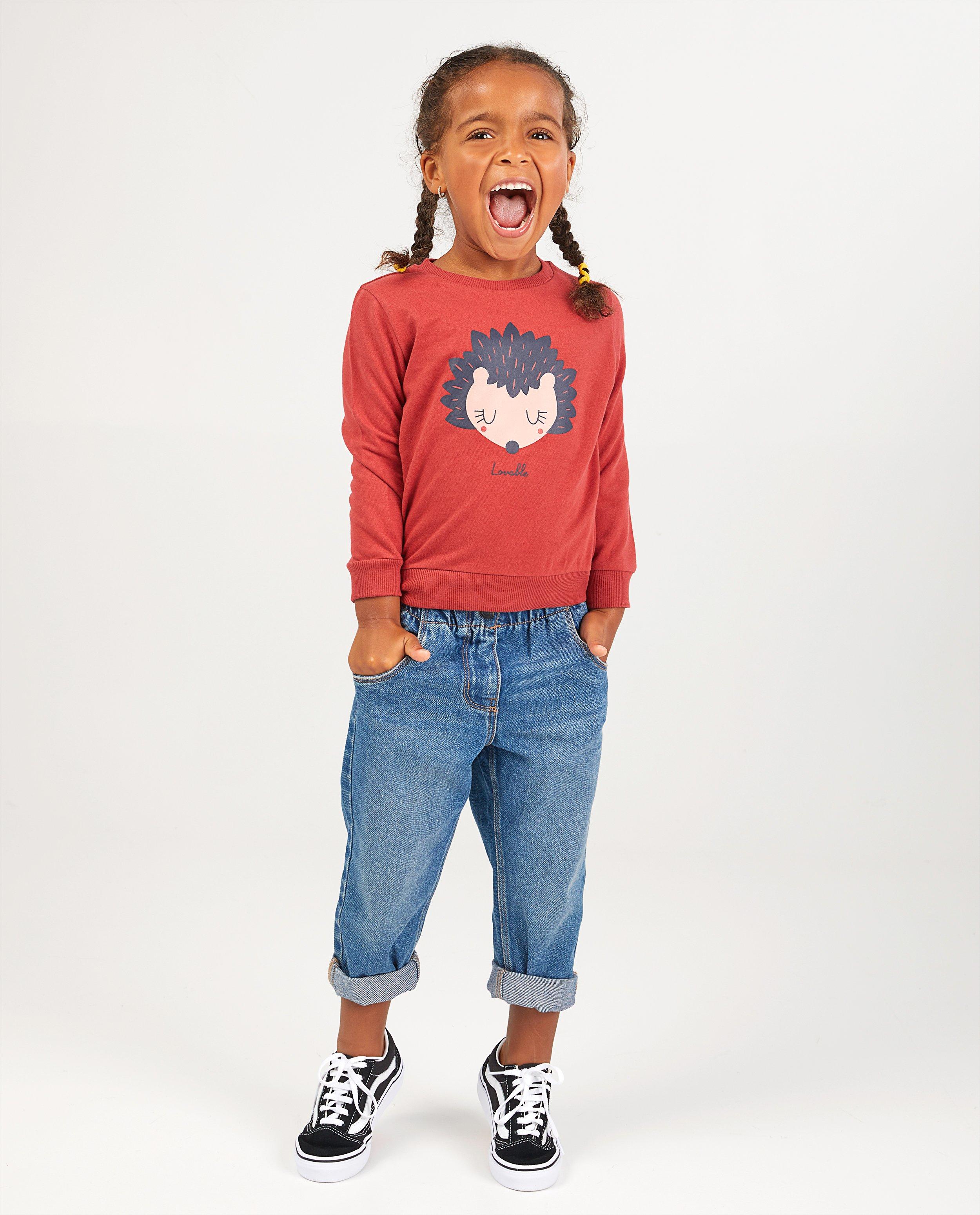 Rode sweater met print BESTies - stretch - Besties