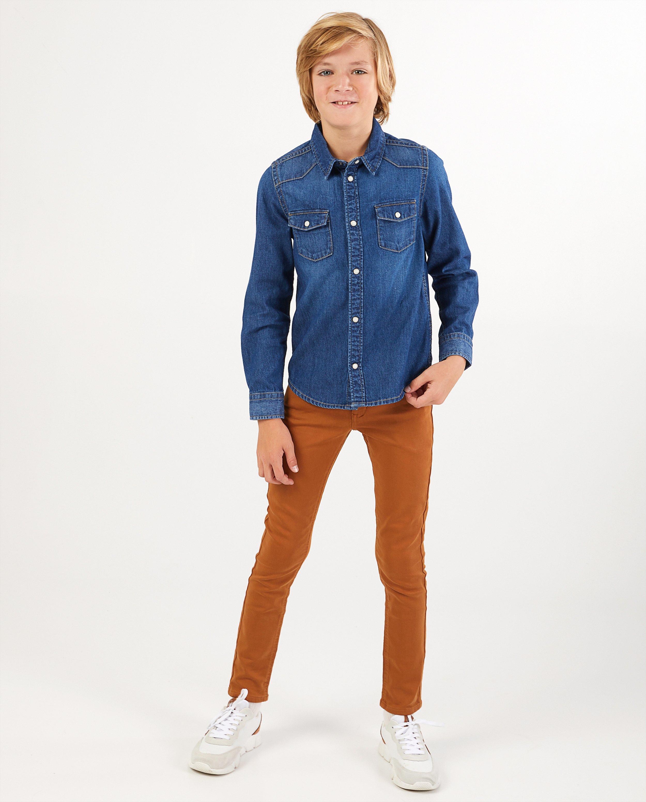 Sweat denim skinny Joey, 7-14 jaar - in bruin - Fish & Chips