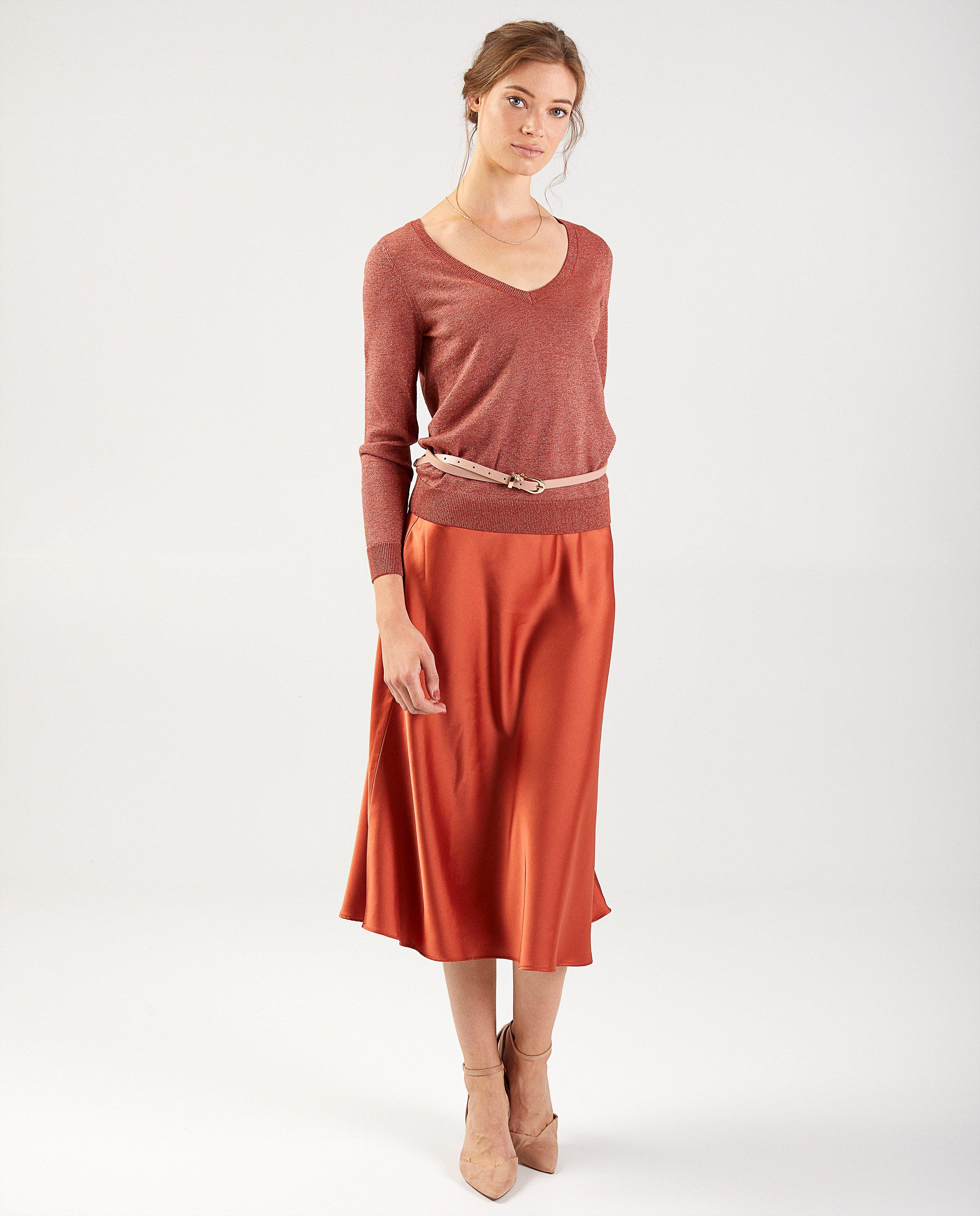 Jupe midi rouge Sora - effet brillant - Sora