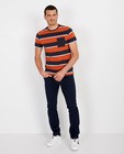 T-shirt rayé en coton bio - orange, blanc et bleu - Quarterback