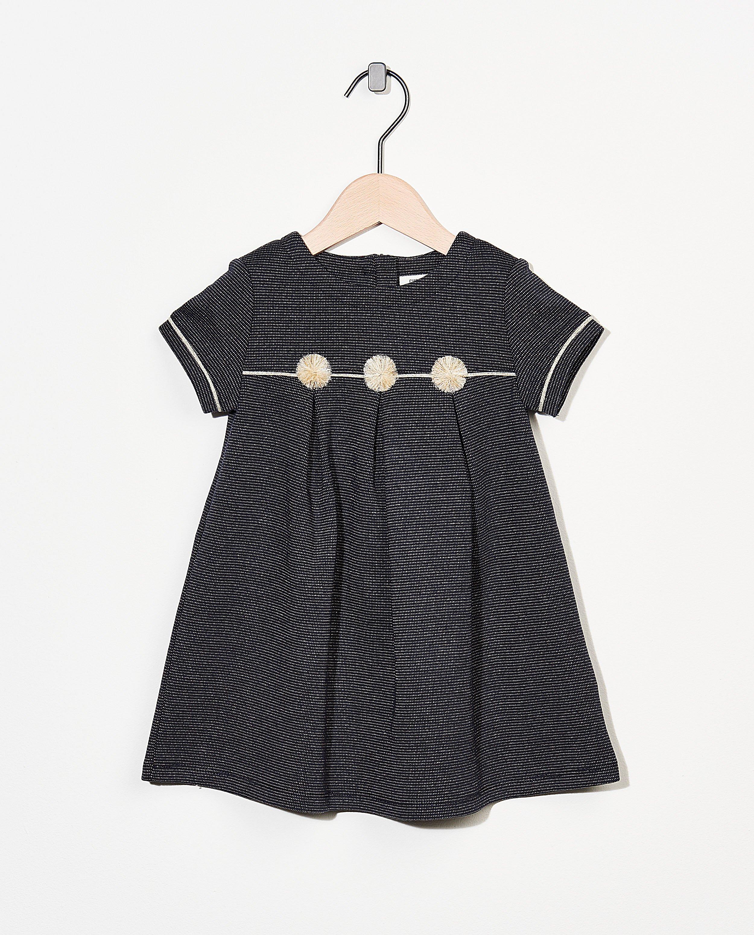 Robe bleue avec fil métallisé - Fête - et pompons - Cuddles and Smiles