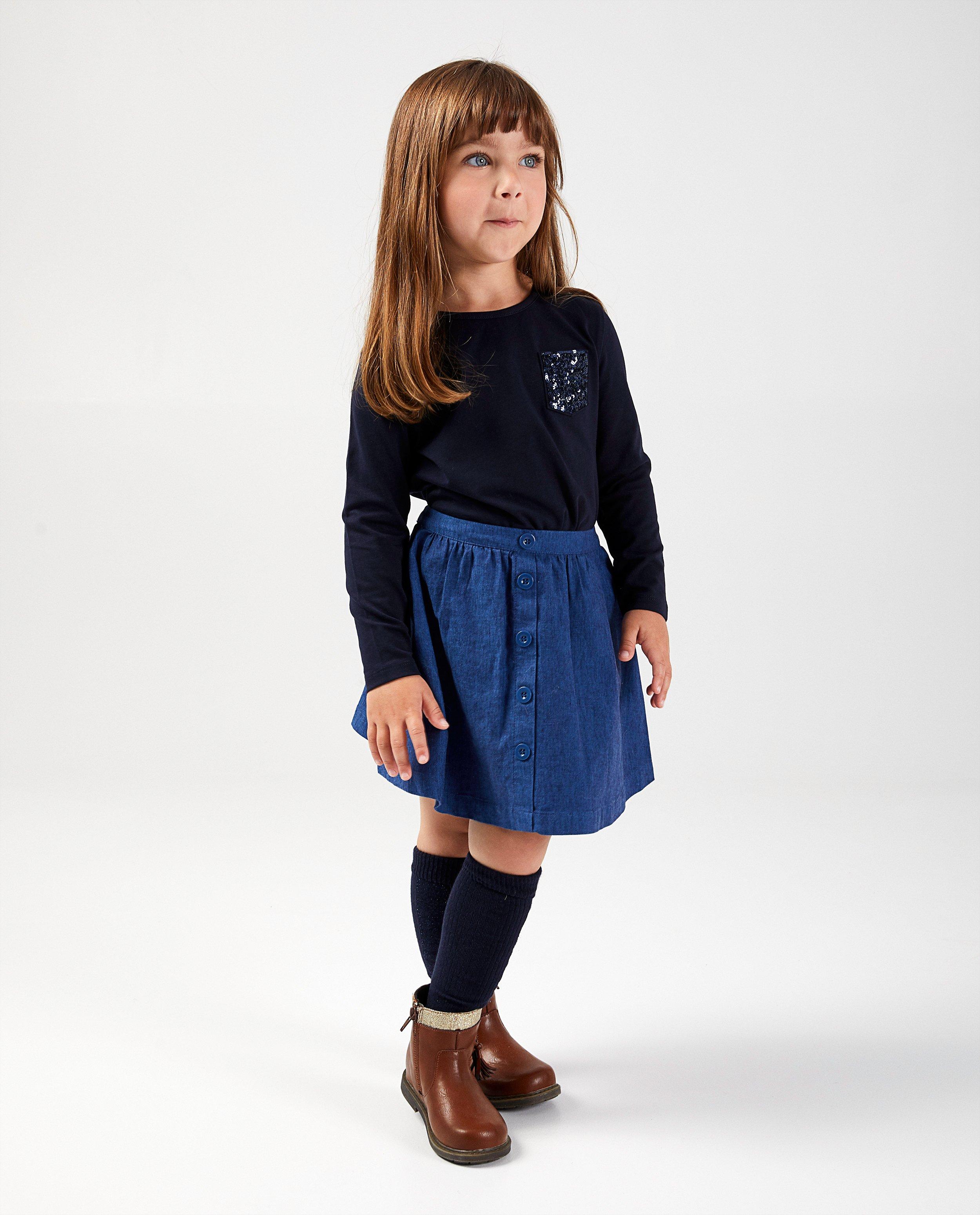 T-shirt jaune à manches longues en coton bio - avec une petite poche de poitrine - Milla Star