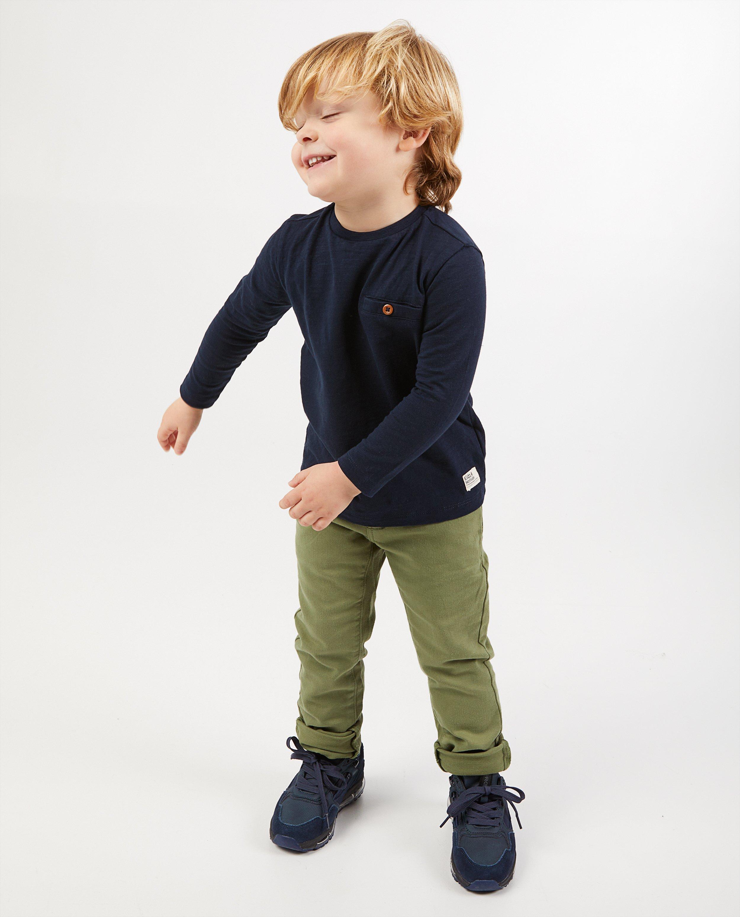 T-shirt brun à manches longues en coton bio - stretch - Kidz Nation