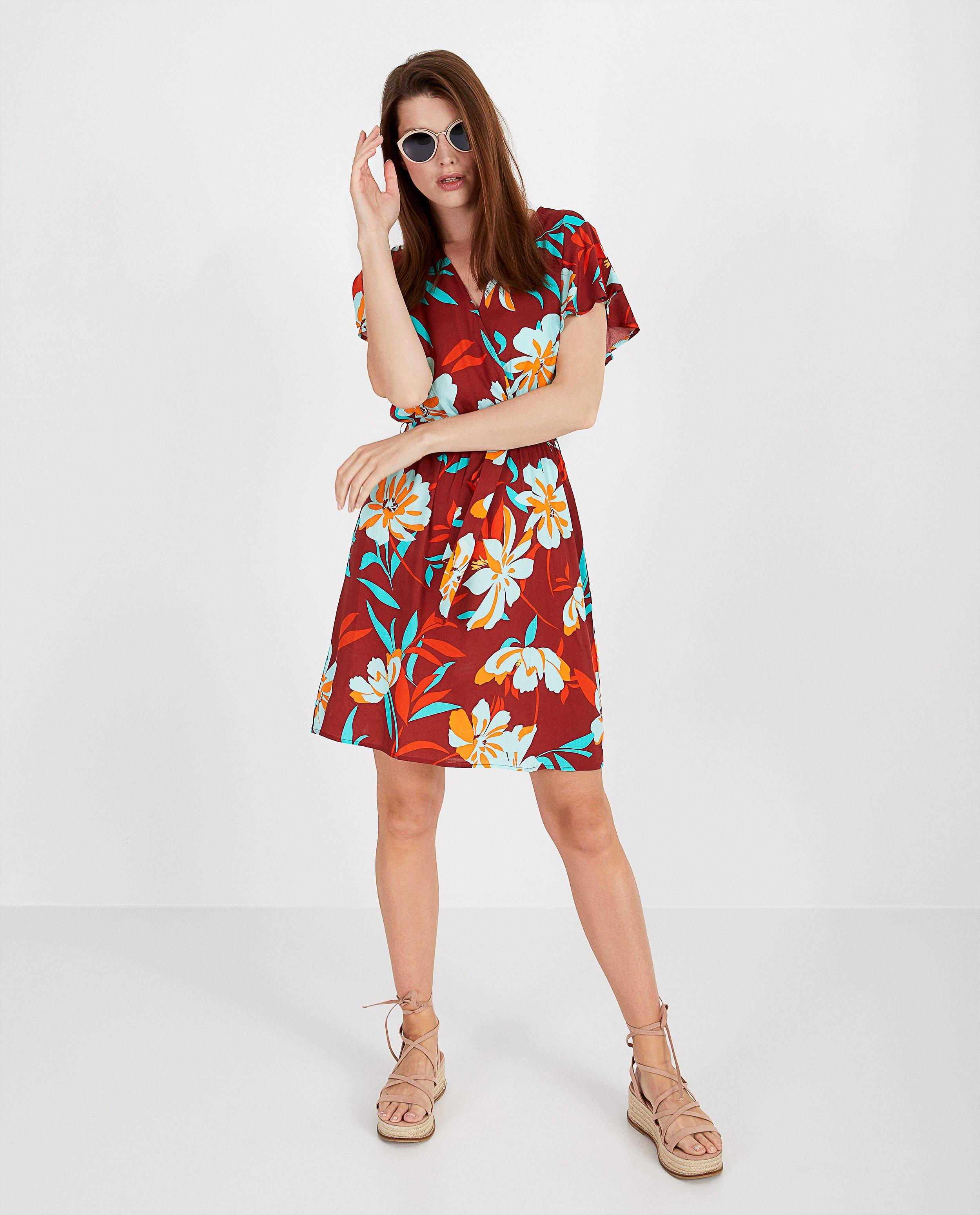 Roestbruine jurk Youh! - met allover print - Youh!