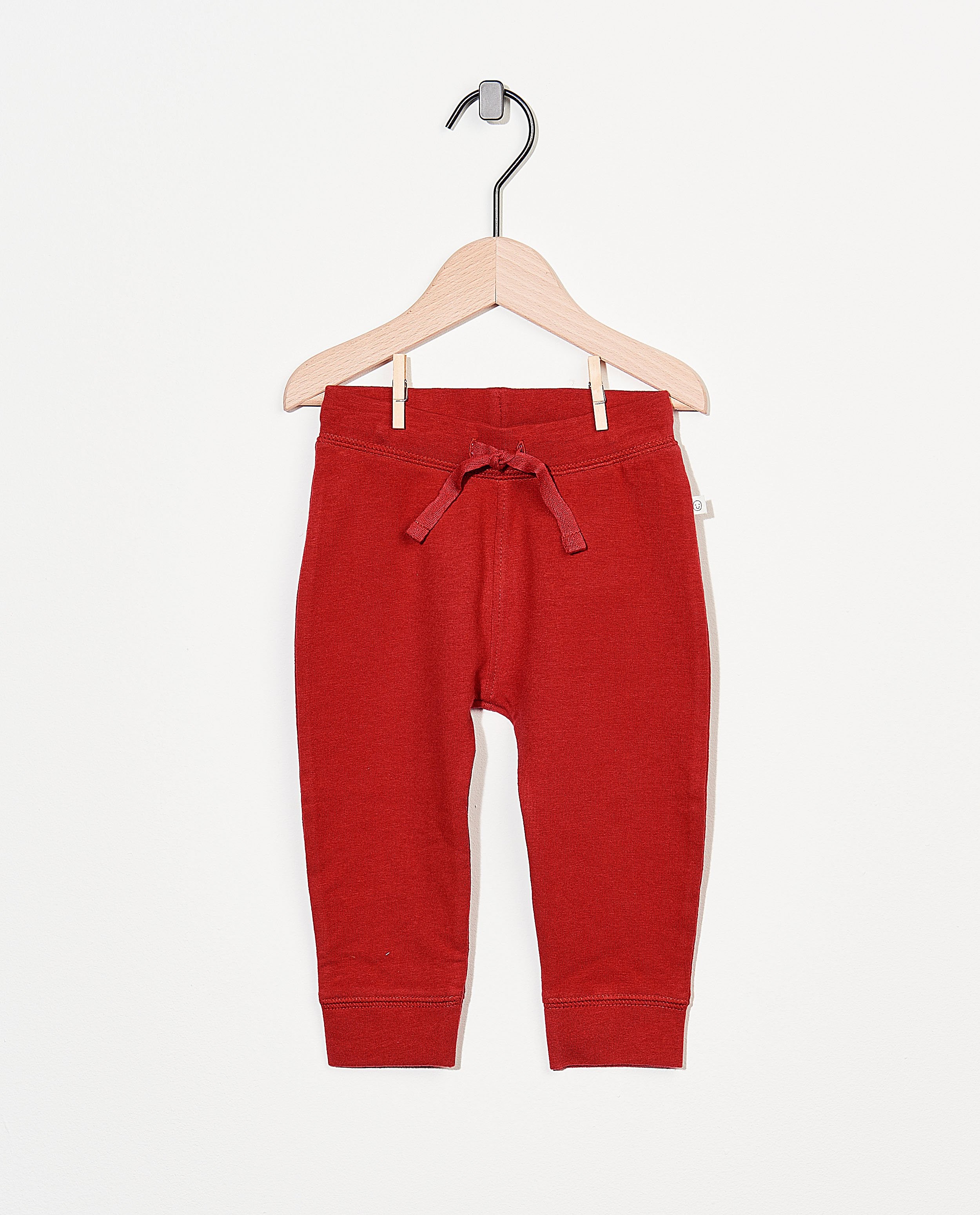 Pantalon molletonné rouge en coton bio - stretch - Cuddles and Smiles