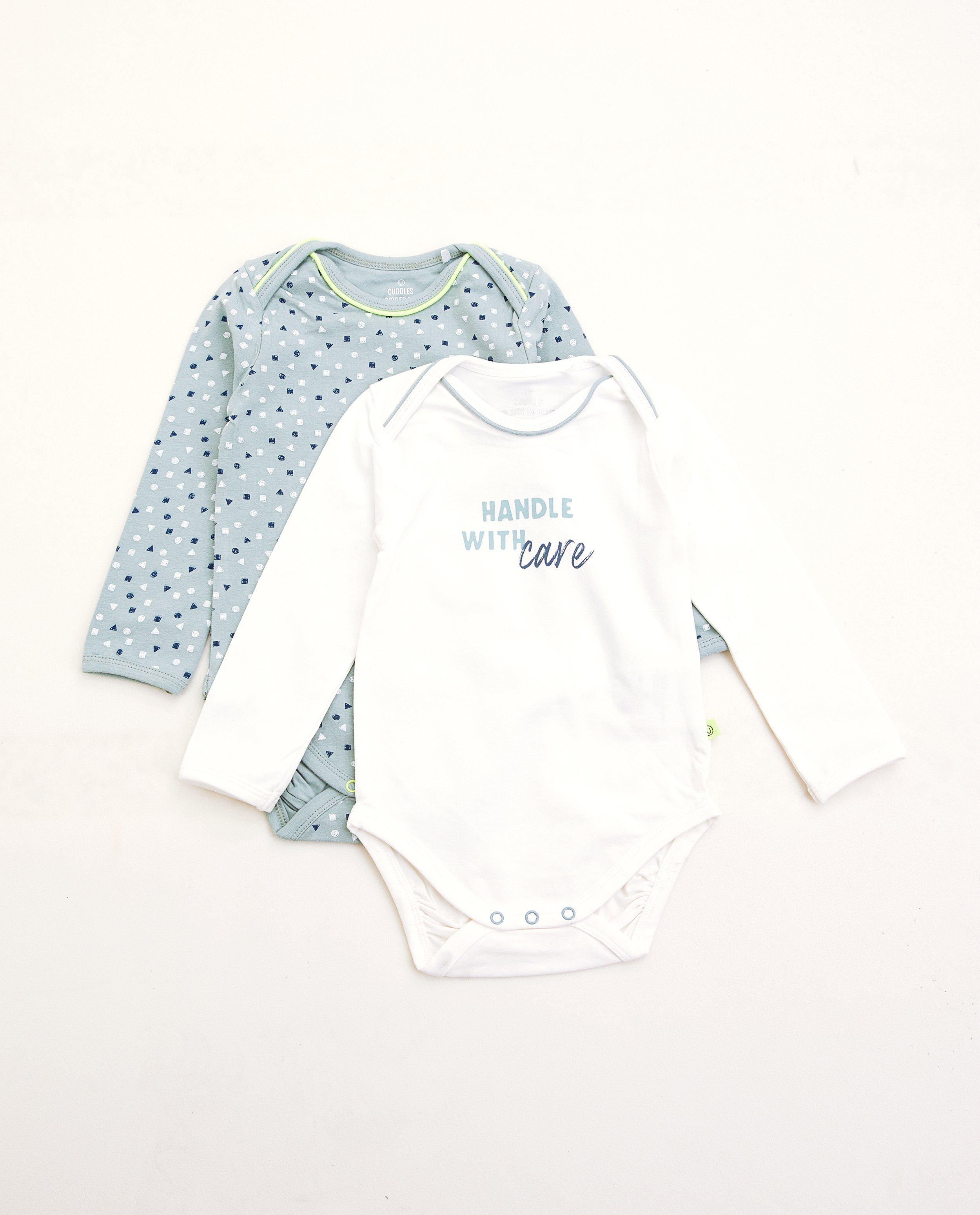 Set van 2 rompers van biokatoen - blauw en wit - Cuddles and Smiles