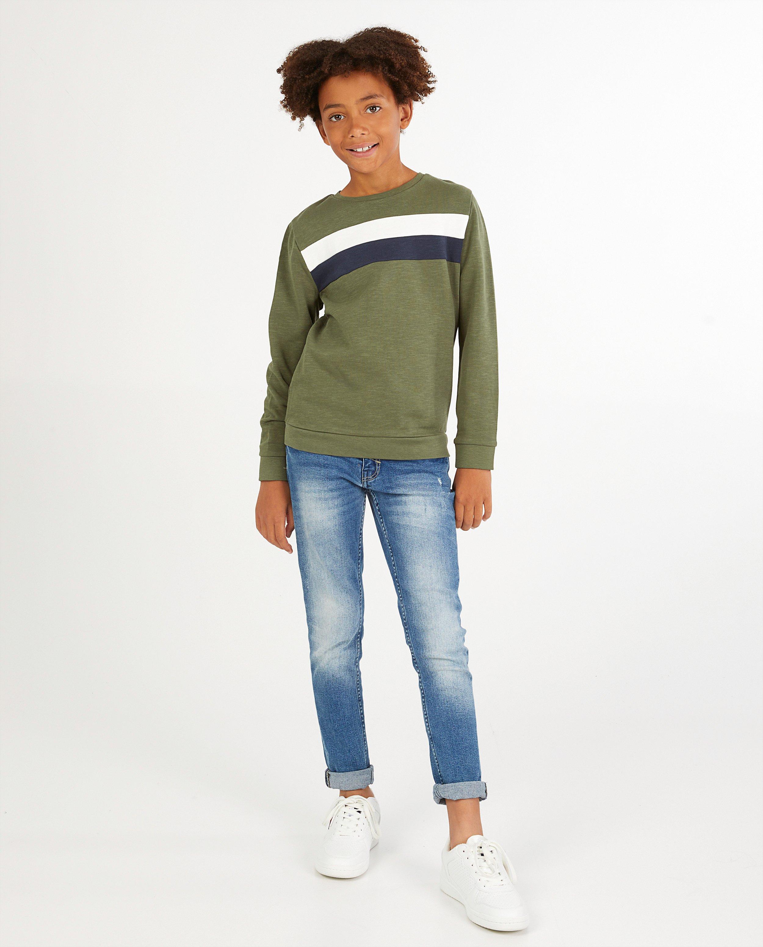 Sweat vert à rayures BESTies - stretch - Besties